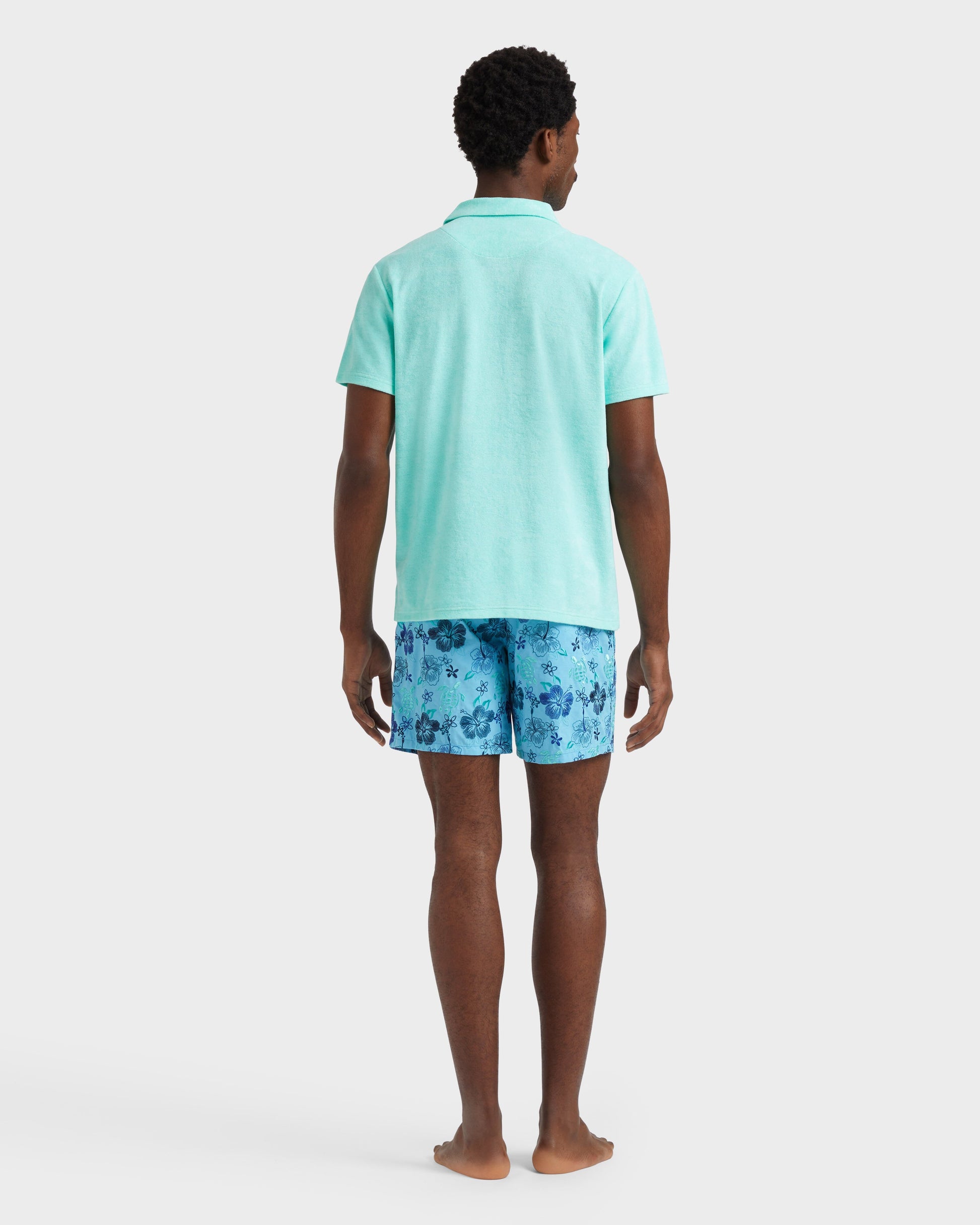 Vilebrequin Men Terry Polo Shirt Solid - Green Caribbean