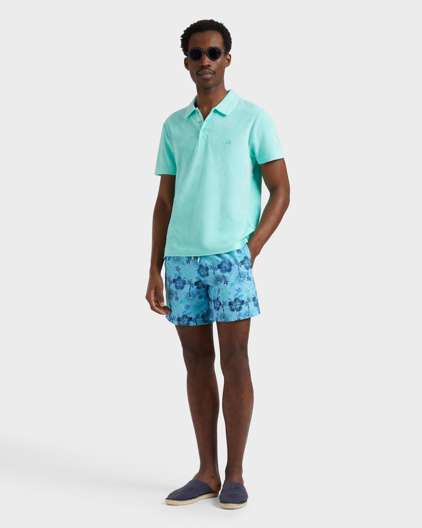 Vilebrequin Men Terry Polo Shirt Solid - Green Caribbean