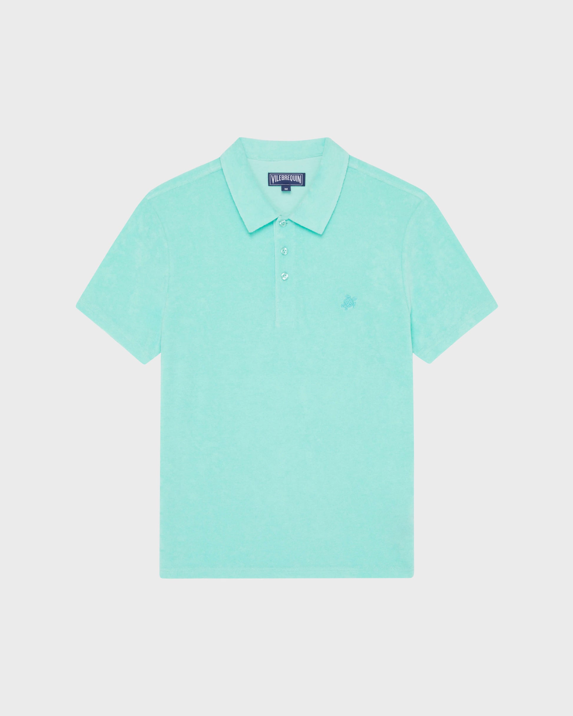 Vilebrequin Men Terry Polo Shirt Solid - Green Caribbean