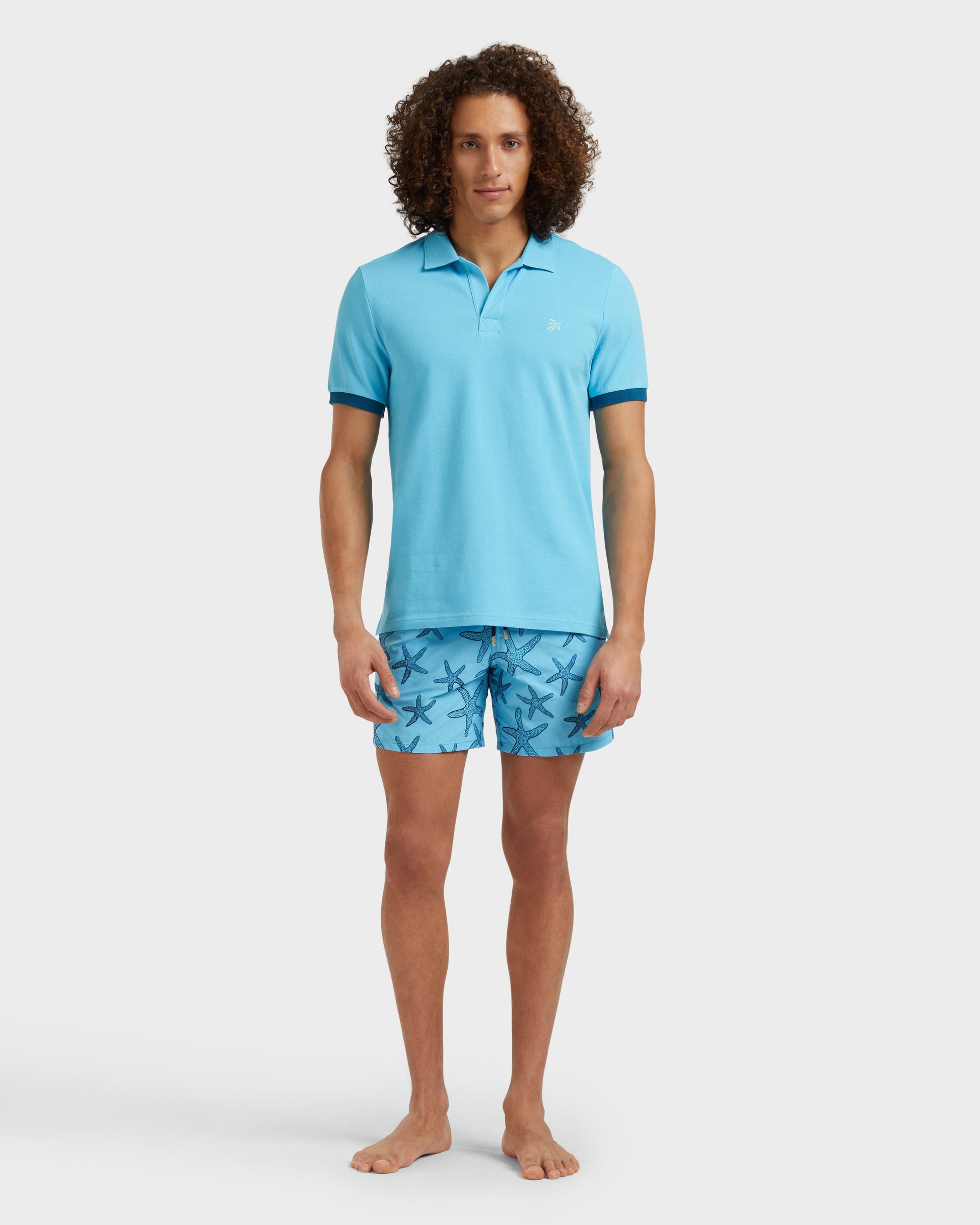 Vilebrequin Men Cotton Pique Polo Shirt Solid - Blue topaz