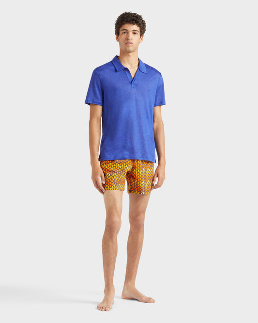 Vilebrequin Men Linen Jersey Polo Shirt Solid | Site Vilebrequin | PYRE9O00