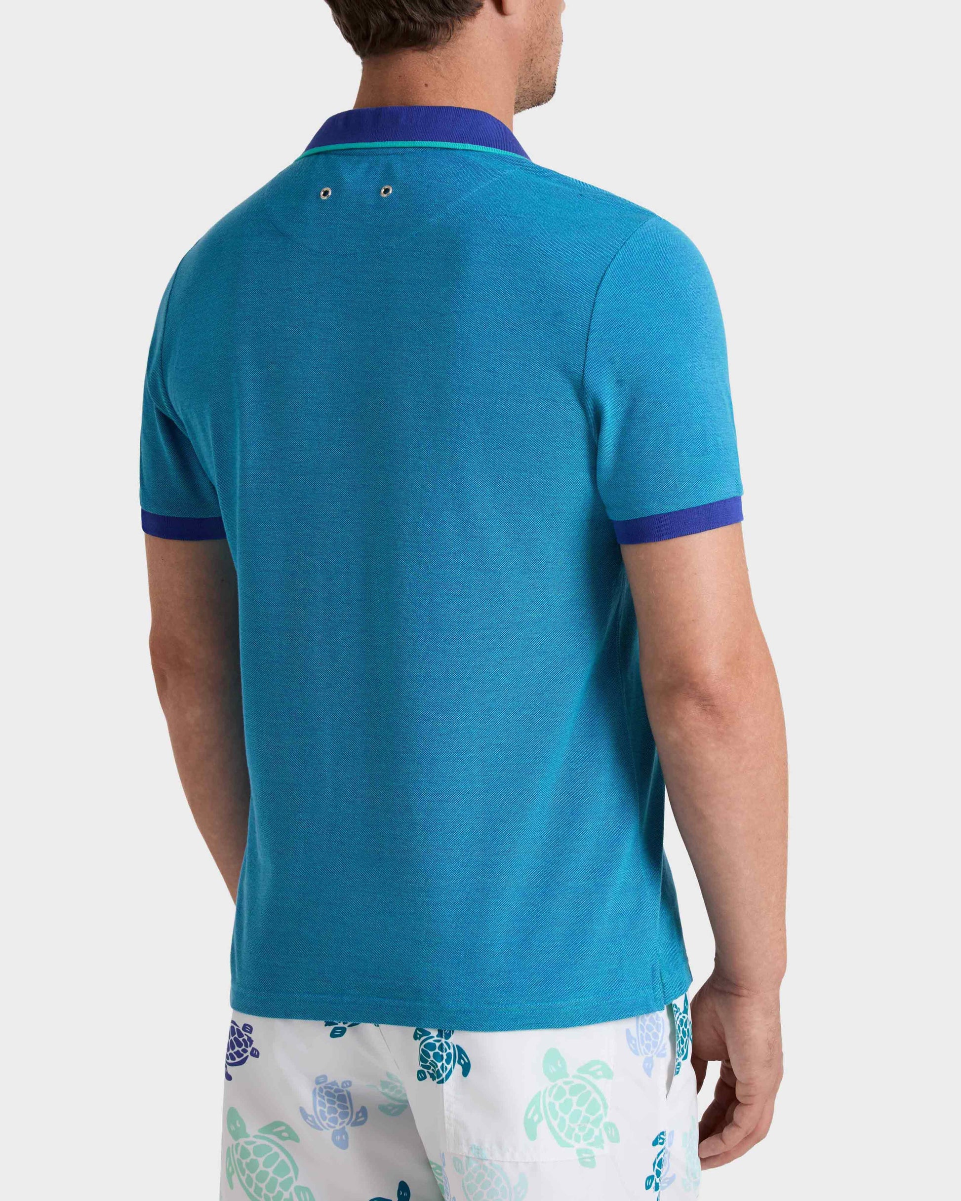 Vilebrequin Men Cotton Polo Shirt Solid - Blue Marrakech