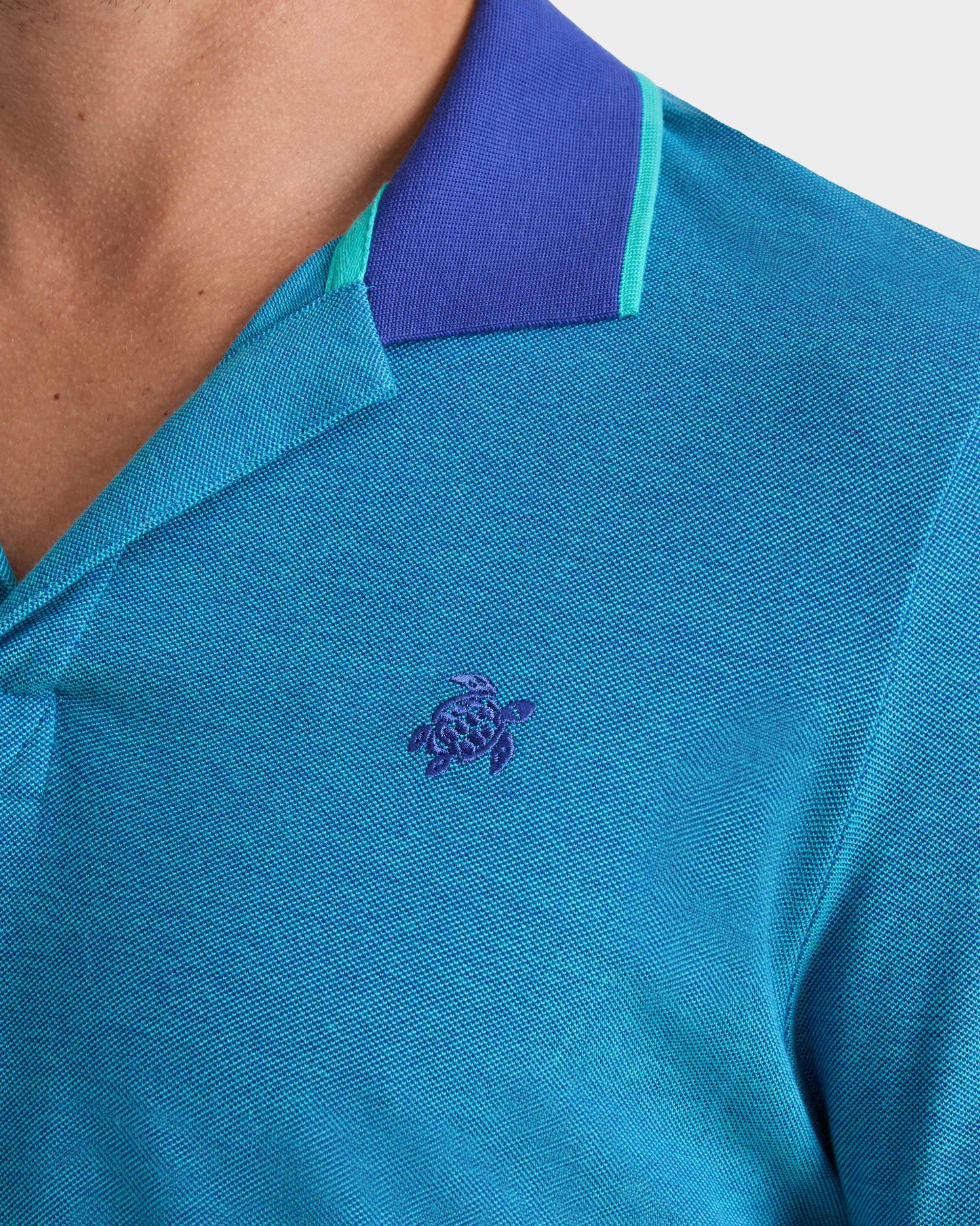 Vilebrequin Men Cotton Polo Shirt Solid - Blue Marrakech