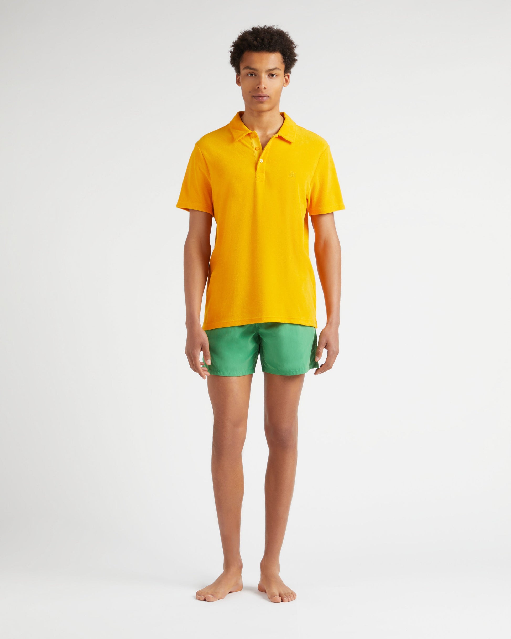 Vilebrequin Men Terry Polo Shirt Solid - Orange Mango