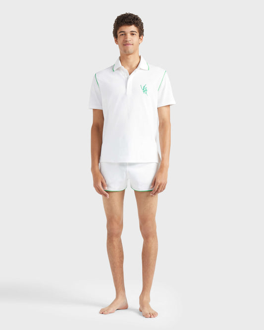 Vilebrequin Men Pique Cotton Polo VBQ Line - White