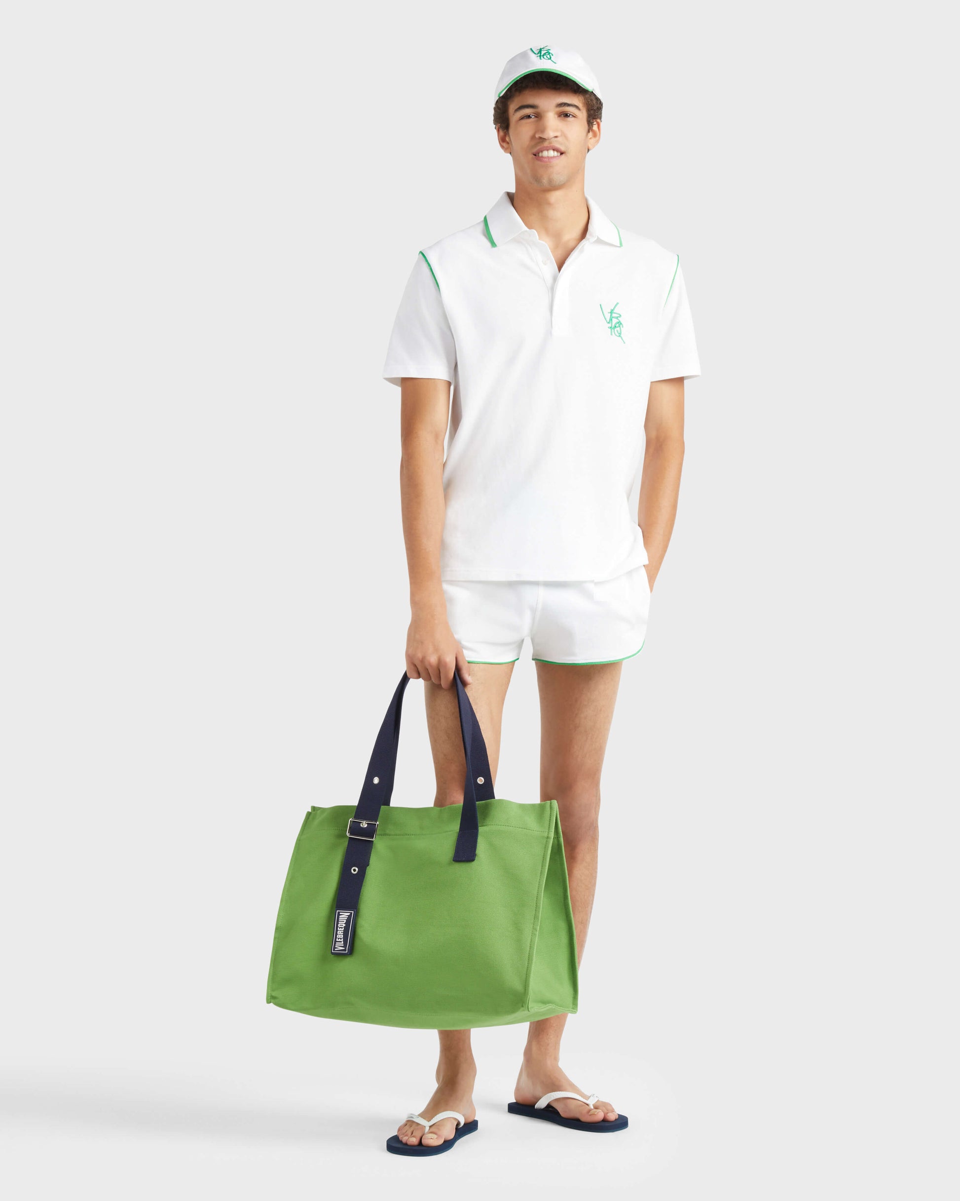 Vilebrequin Men Pique Cotton Polo VBQ Line - White