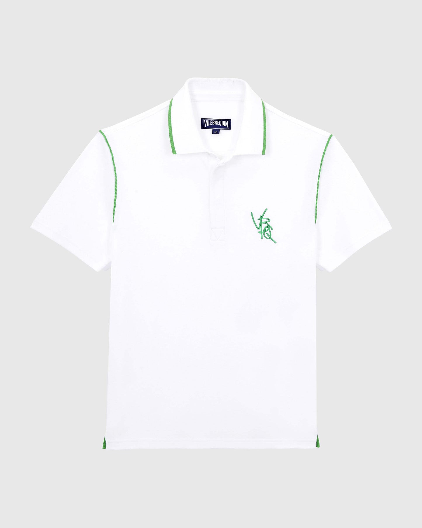 Vilebrequin Men Pique Cotton Polo VBQ Line - White
