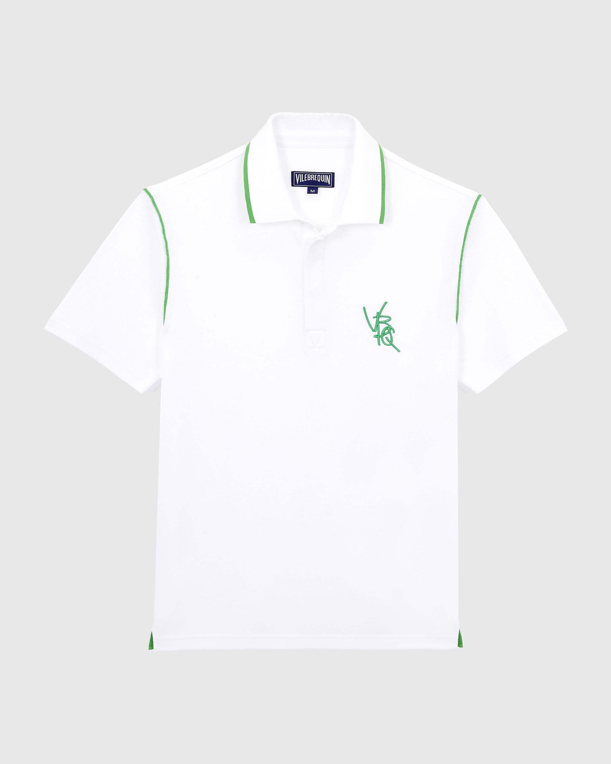 Vilebrequin Men Pique Cotton Polo VBQ Line - White