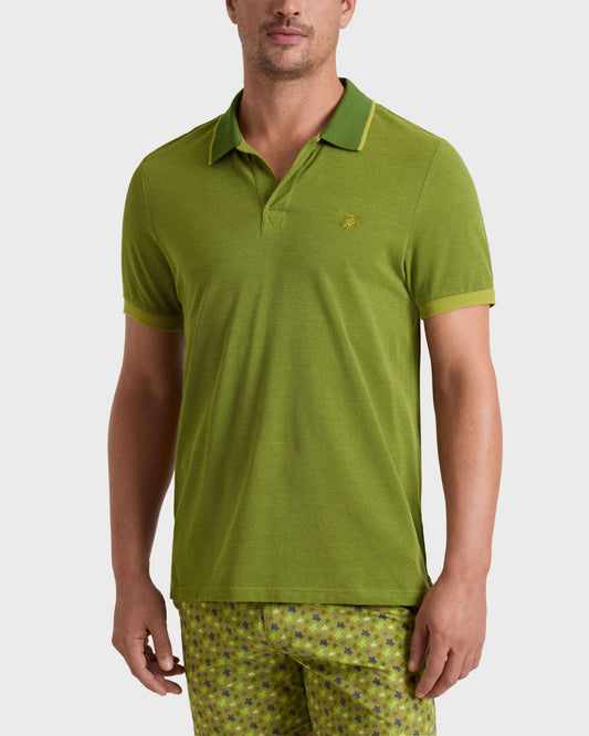 Vilebrequin Men Cotton Polo Shirt Solid - Green Militaire