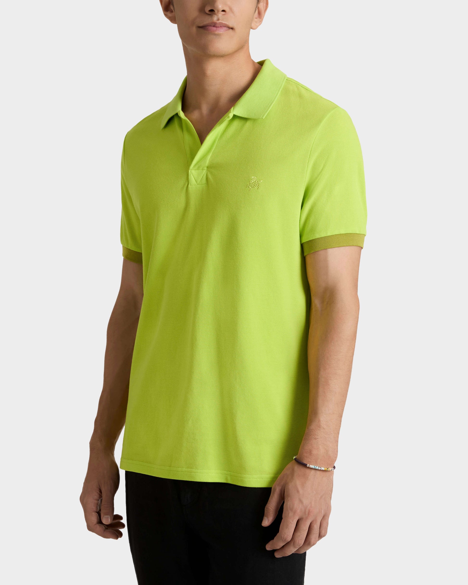 Vilebrequin Men Cotton Pique Polo Shirt Solid - Green Acide