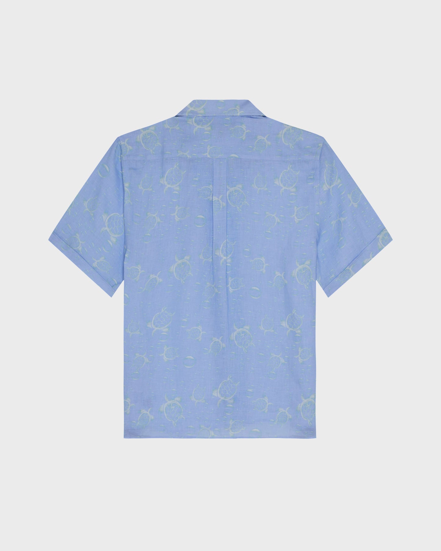 Vilebrequin Men Linen Bowling Shirt Bubble 3D - Blue Cloudy