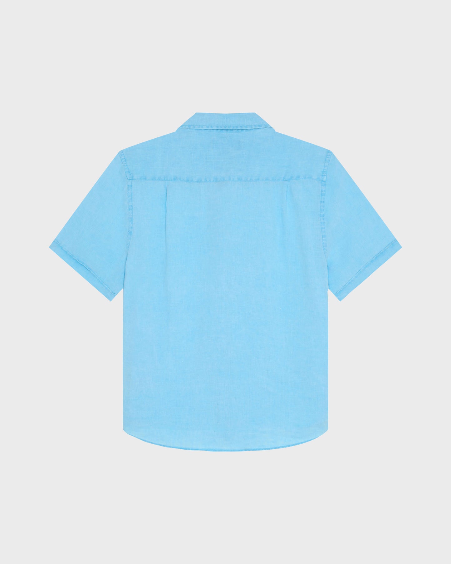 Vilebrequin Men Mineral Dye Linen Bowling Shirt - Blue Larimar