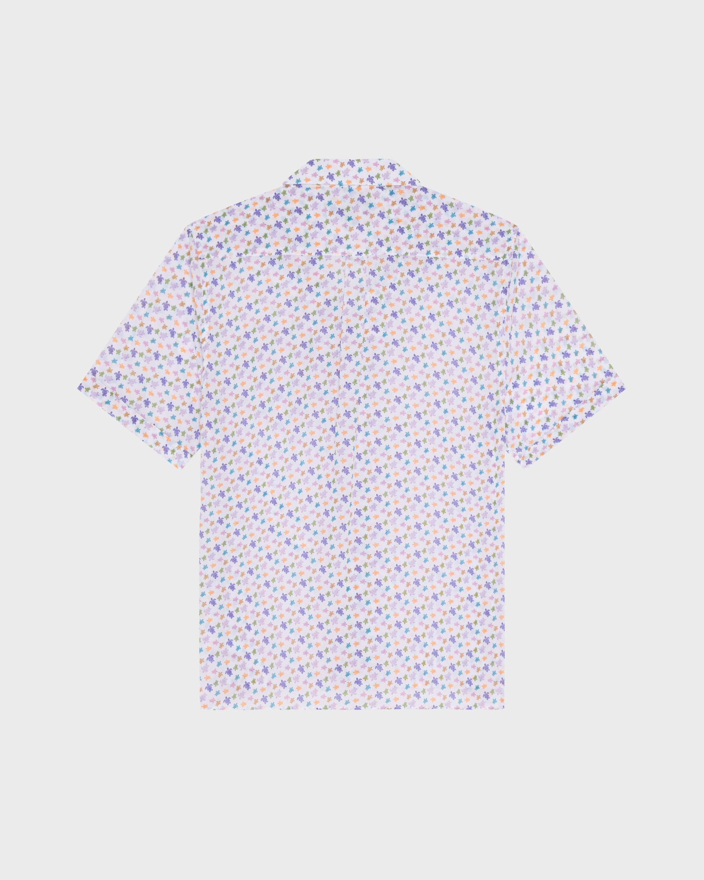 Vilebrequin Men Organic Cotton Bowling Shirt Micro Ronde des Tortues - White