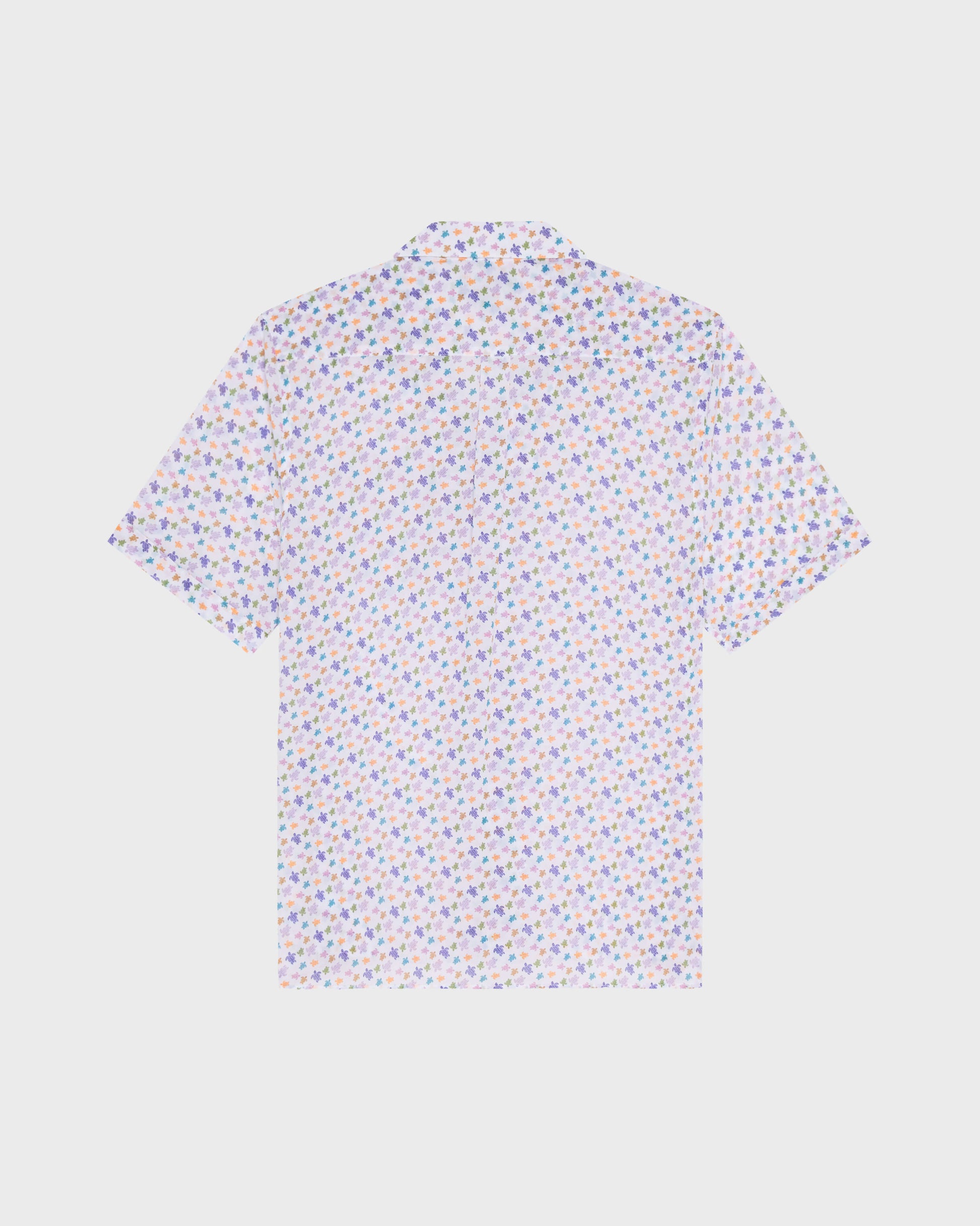 Vilebrequin Men Organic Cotton Bowling Shirt Micro Ronde des Tortues - White
