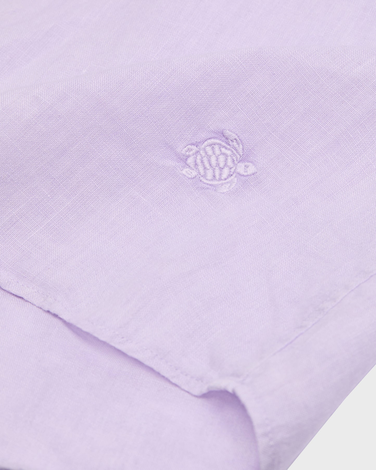 Vilebrequin Men Mineral Dye Linen Bowling Shirt - Purple Kunzite