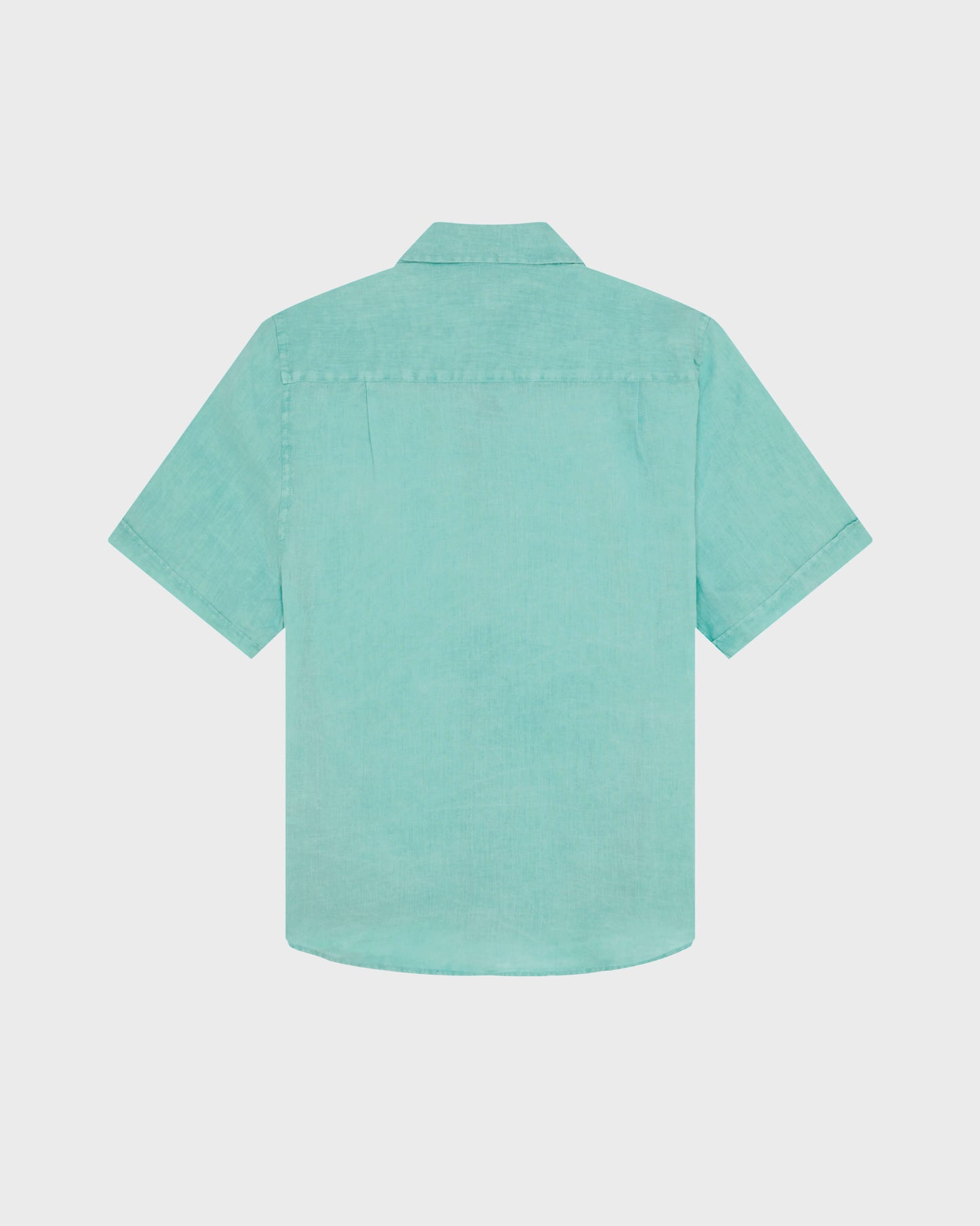 Vilebrequin Men Mineral Dye Linen Bowling Shirt - Green Aventurine