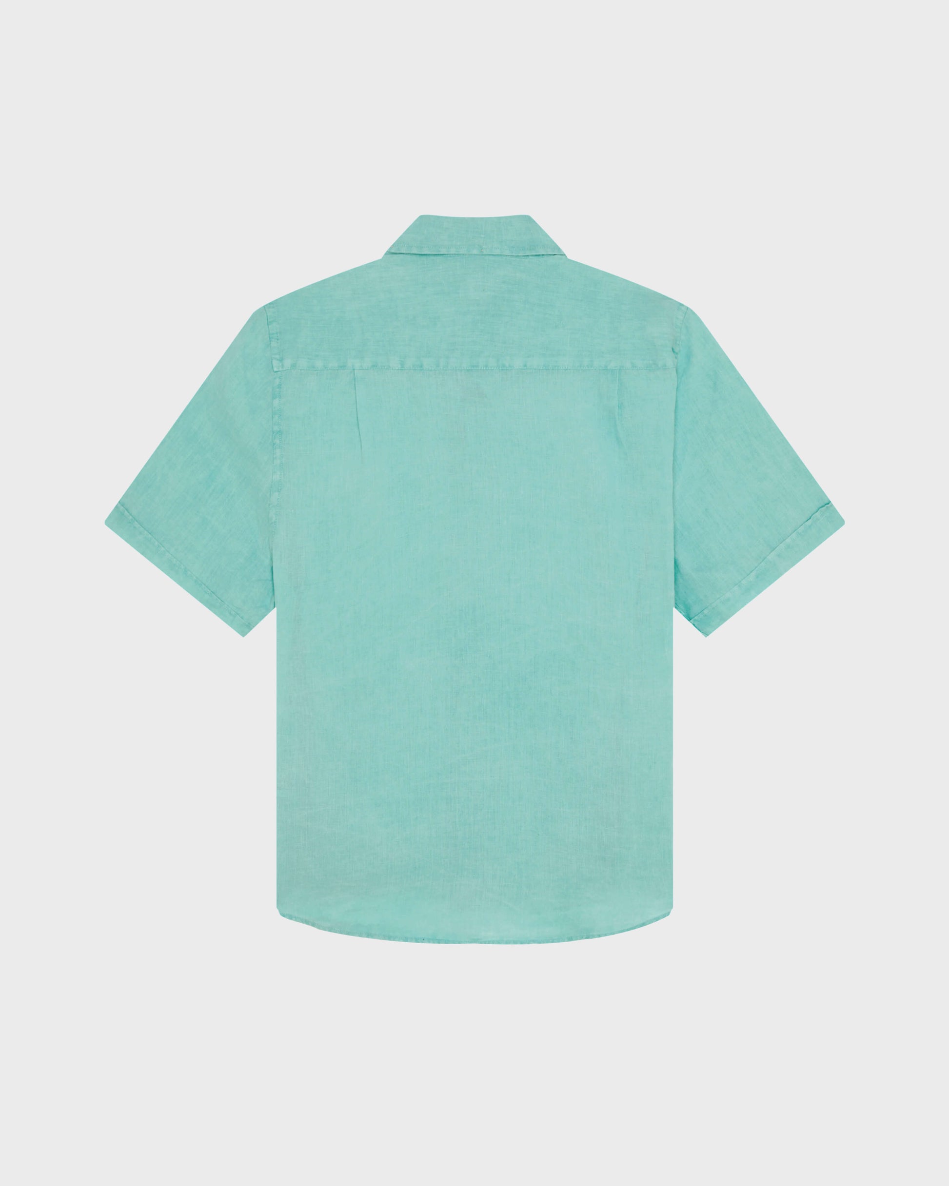 Vilebrequin Men Mineral Dye Linen Bowling Shirt - Green Aventurine