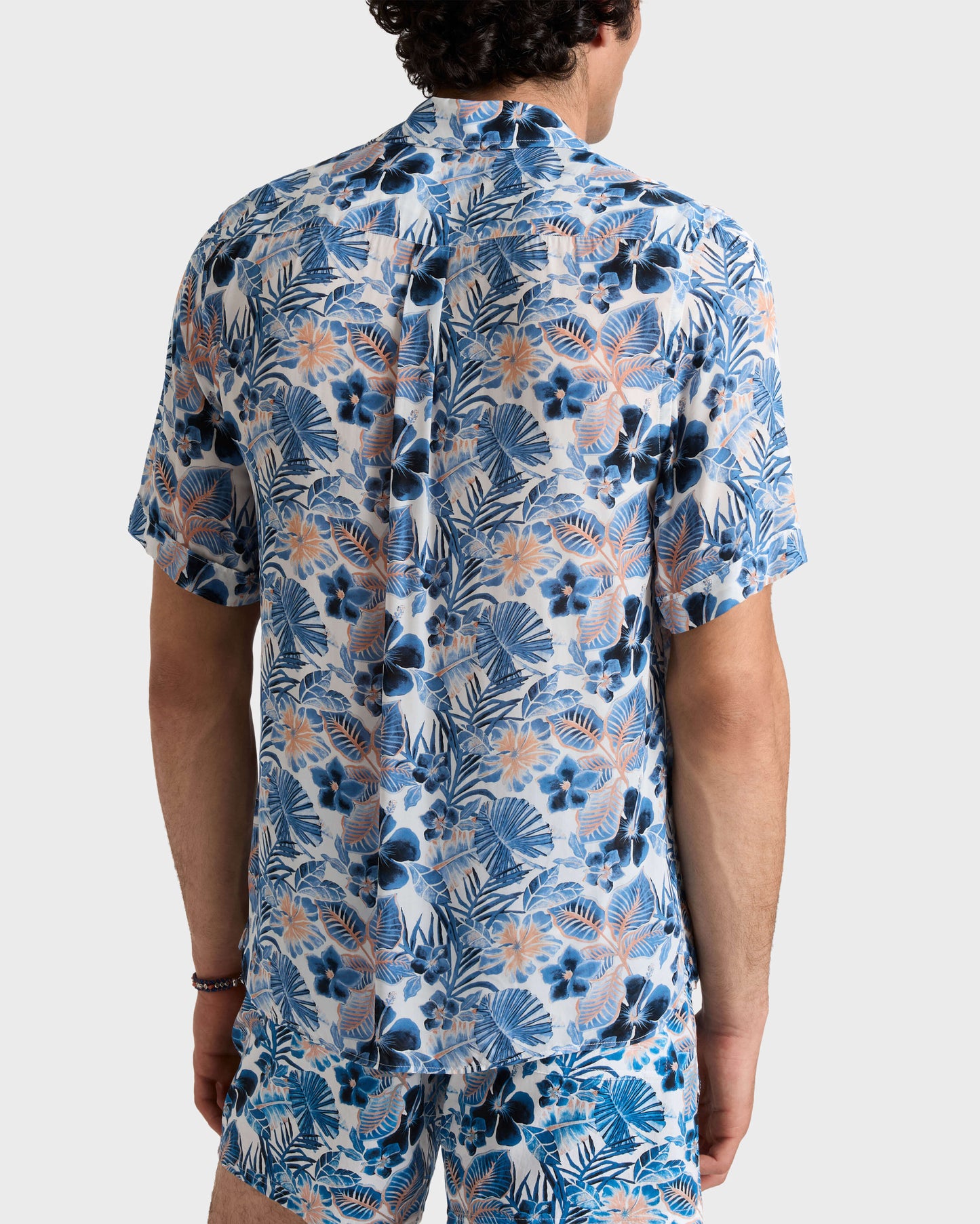 Vilebrequin Men Viscose Bowling Shirt Island Flowers - White