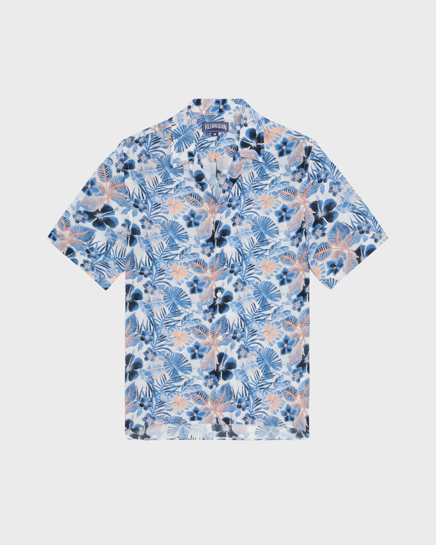 Vilebrequin Men Viscose Bowling Shirt Island Flowers - White
