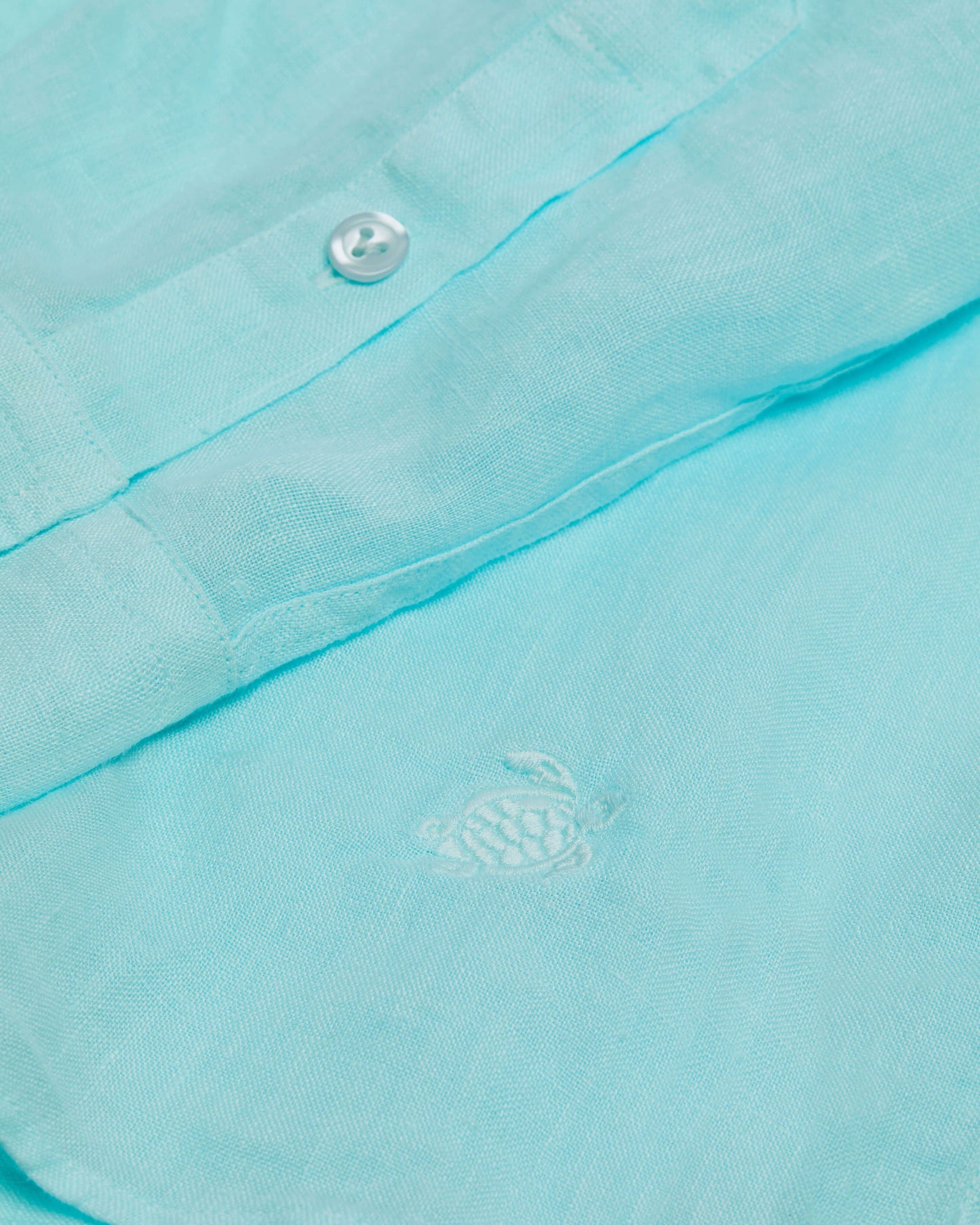 Vilebrequin Men Linen Shirt Solid - Blue Oxygene
