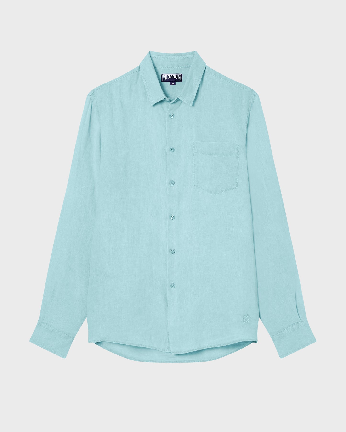 Vilebrequin Men Linen Shirt Solid - Blue Oxygene