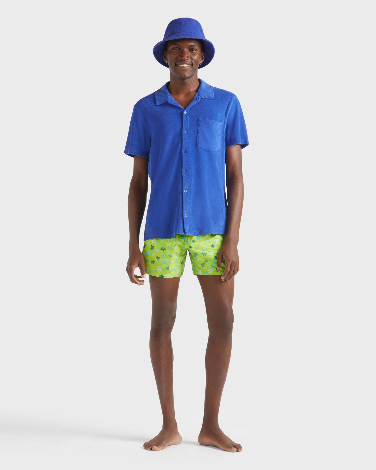 Vilebrequin Men Cotton Bowling Shirt Solid - Blue Marrakech Shirt
