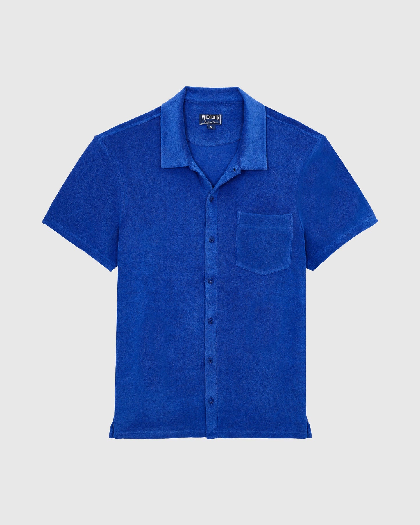 Vilebrequin Men Cotton Bowling Shirt Solid - Blue Marrakech Shirt