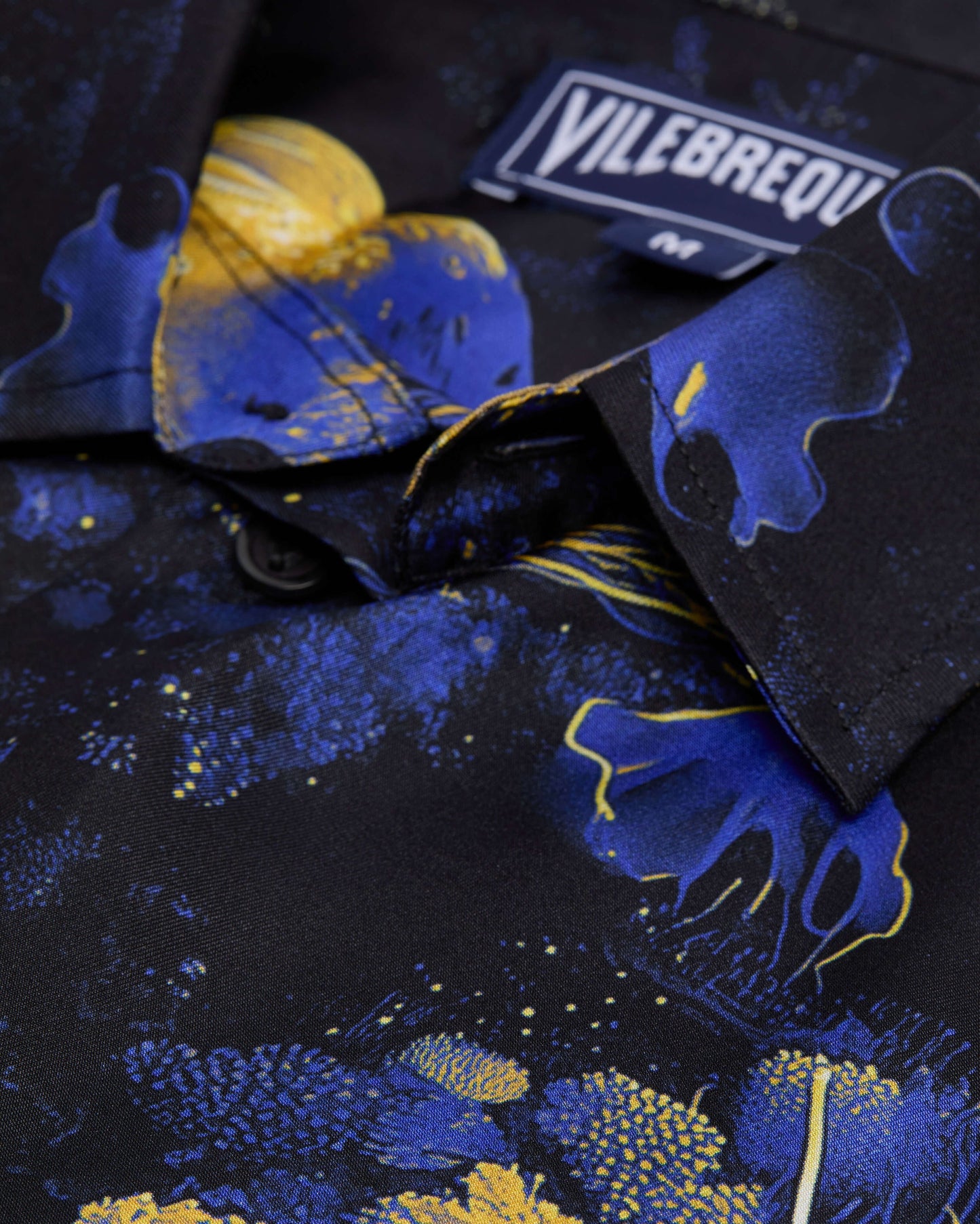 Vilebrequin Men Silk Bowling Shirt Coral Reef - Black