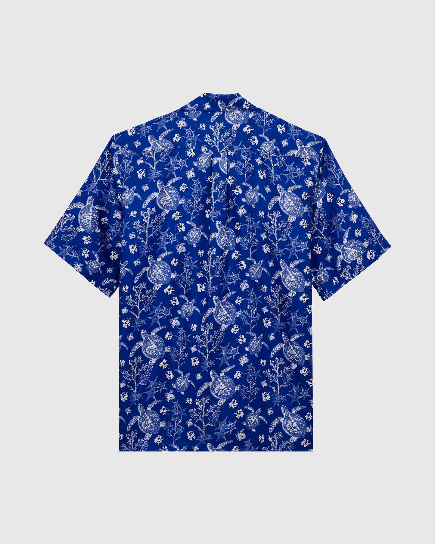 Vilebrequin Men Silk Bowling Shirt X-Ray Turtles - Blue Marrakech