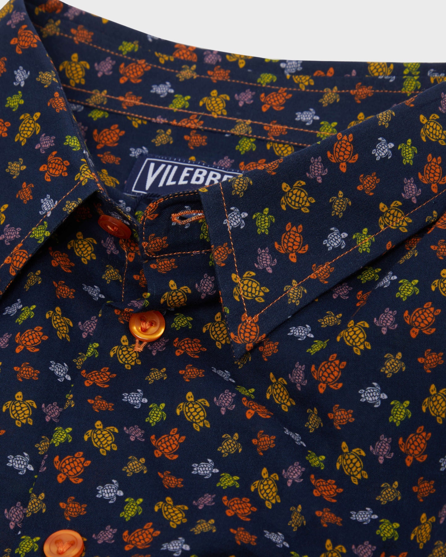 Vilebrequin Men Cotton Voile Shirt Micro Ronde Des Tortues - Orange Vitamin