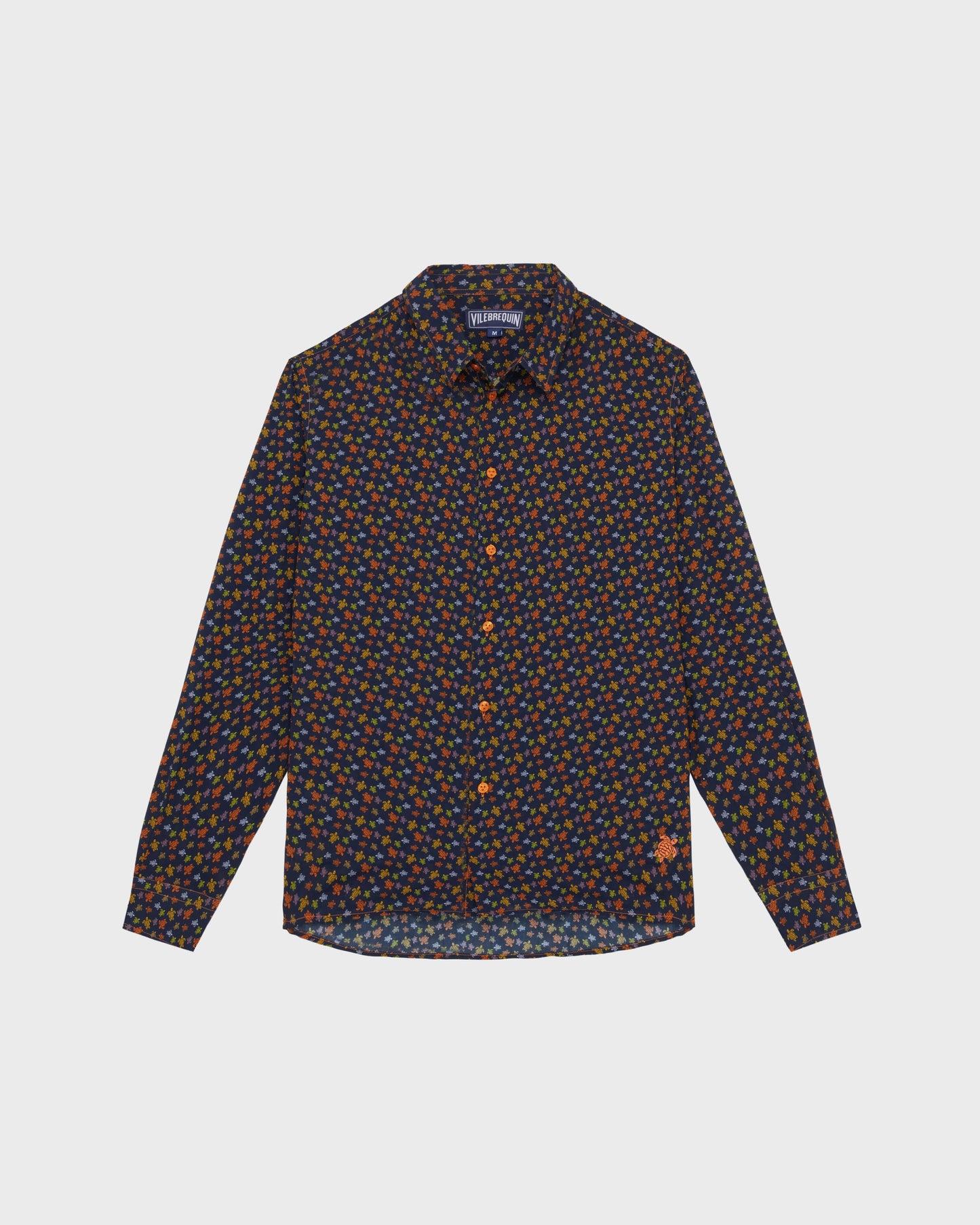 Vilebrequin Men Cotton Voile Shirt Micro Ronde Des Tortues - Orange Vitamin