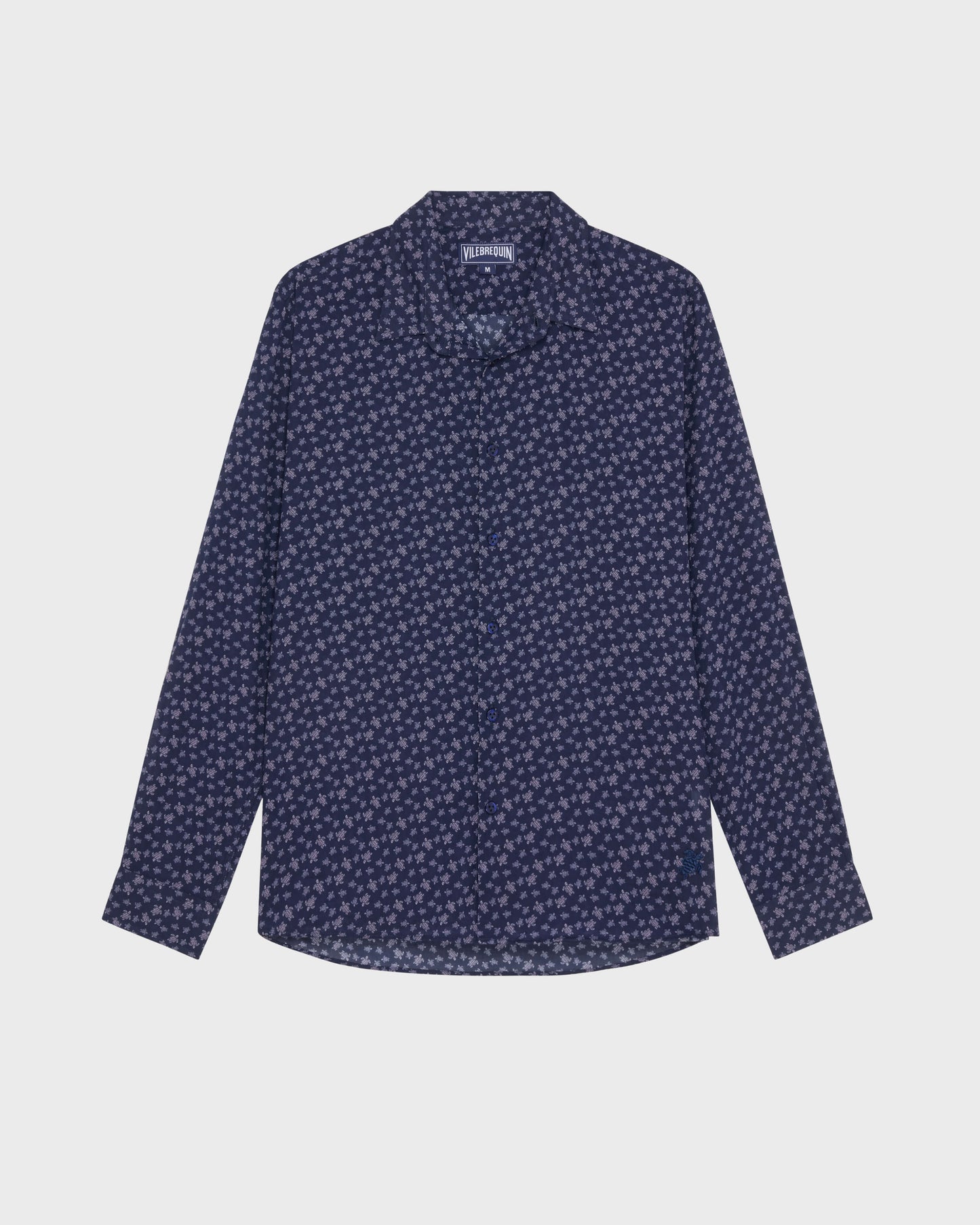 Vilebrequin Men Cotton Voile Shirt Micro Ronde Des Tortues - Purple Ouragan