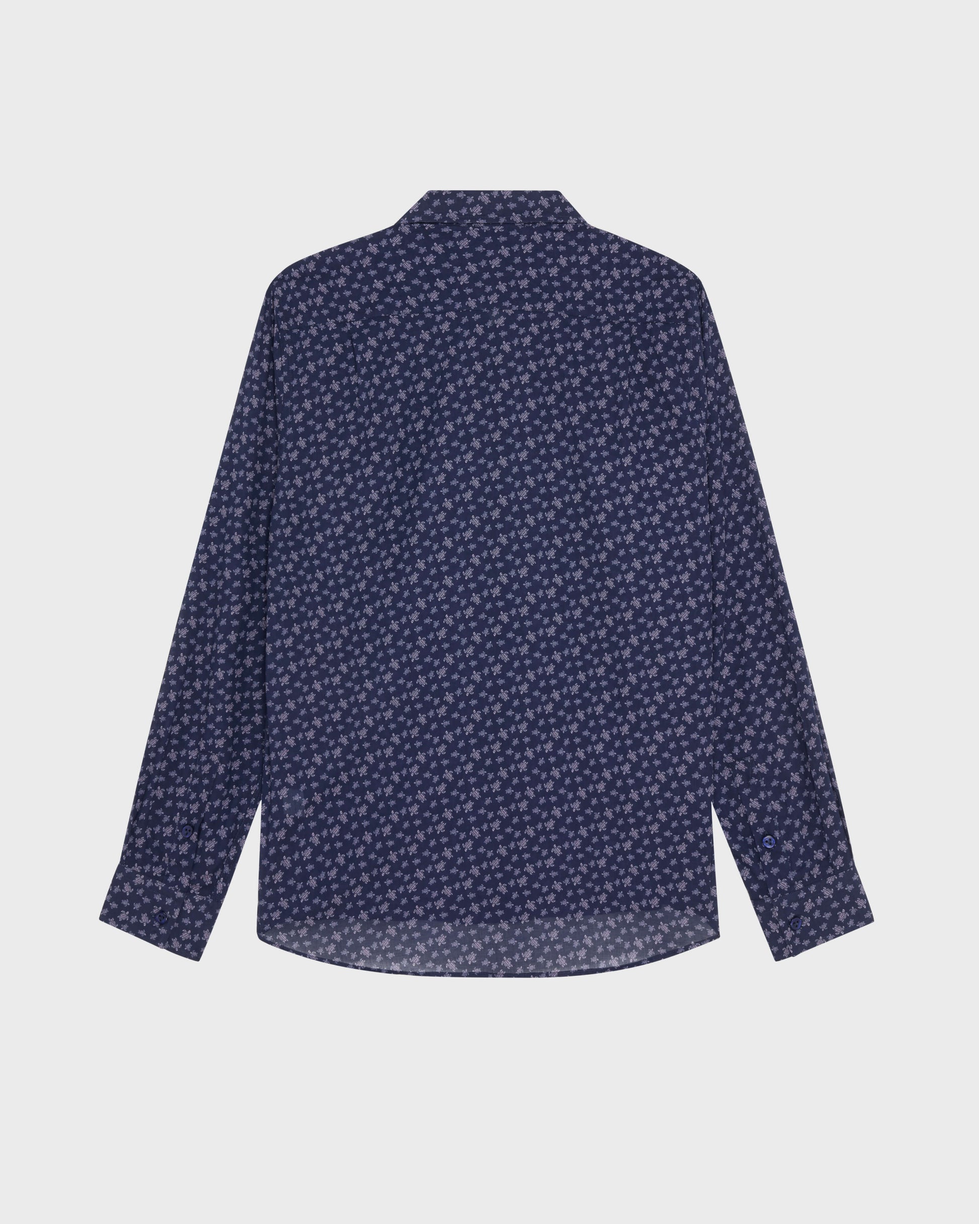 Vilebrequin Men Cotton Voile Shirt Micro Ronde Des Tortues - Purple Ouragan