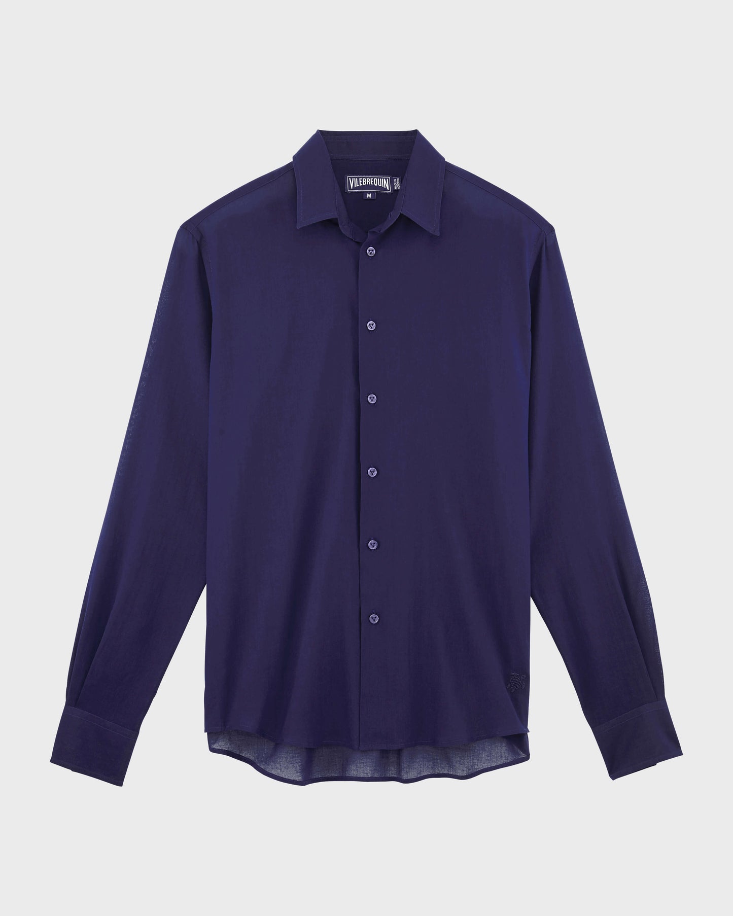 Vilebrequin Men Cotton Voile Lightweight Shirt Solid - Blue Navy
