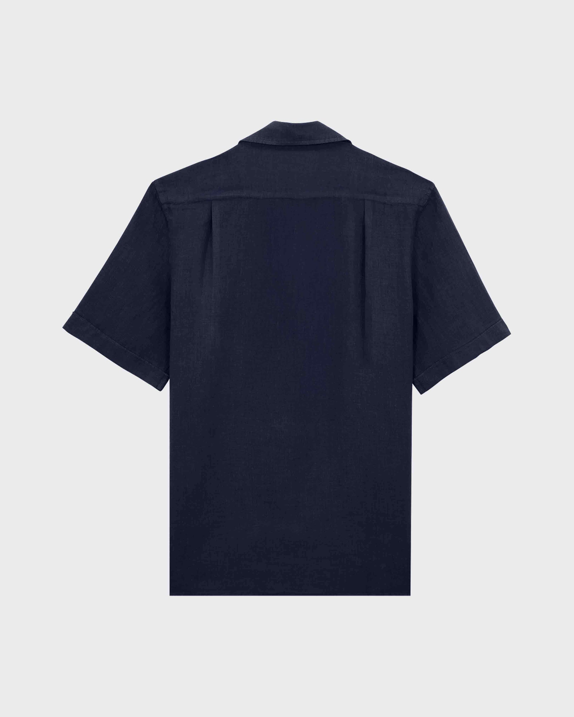 Vilebrequin Men Linen Shirt Solid - Blue Navy Website | RBSDU102