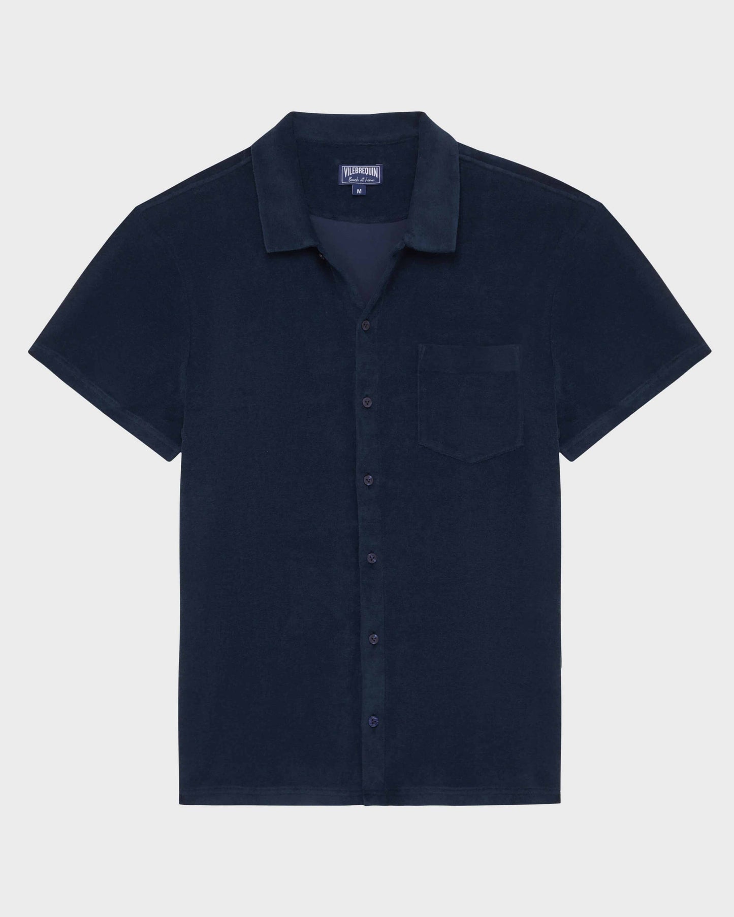 Vilebrequin Men Cotton Bowling Shirt Solid - Blue Navy Shirt