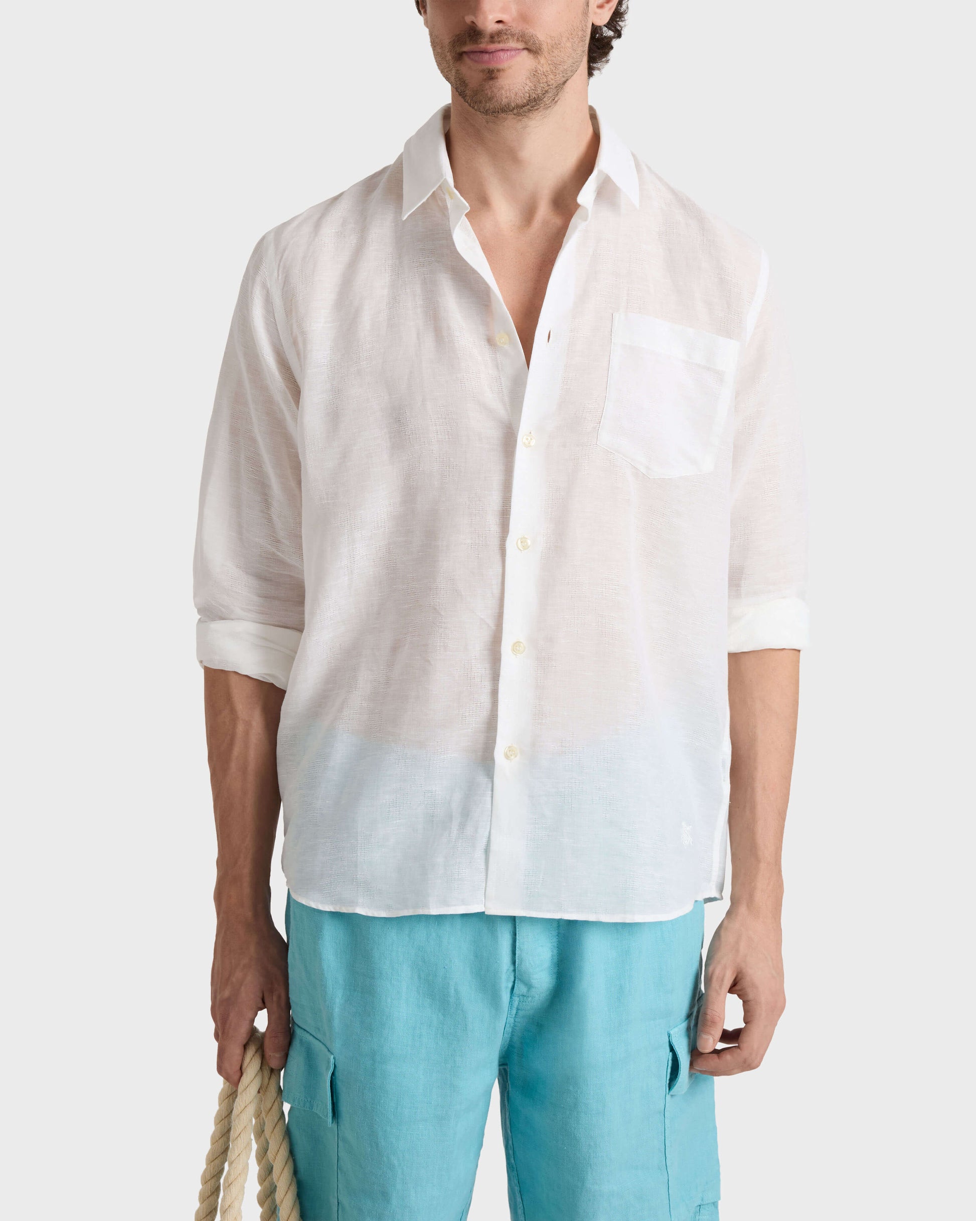 Vilebrequin Men Linen and Cotton Shirt Solid - White