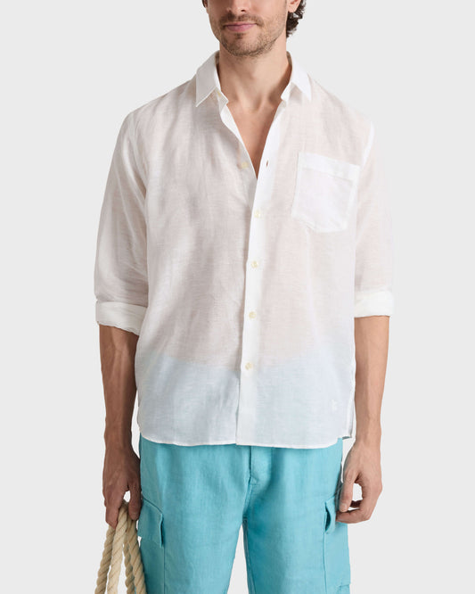 Vilebrequin Men Linen and Cotton Shirt Solid - White