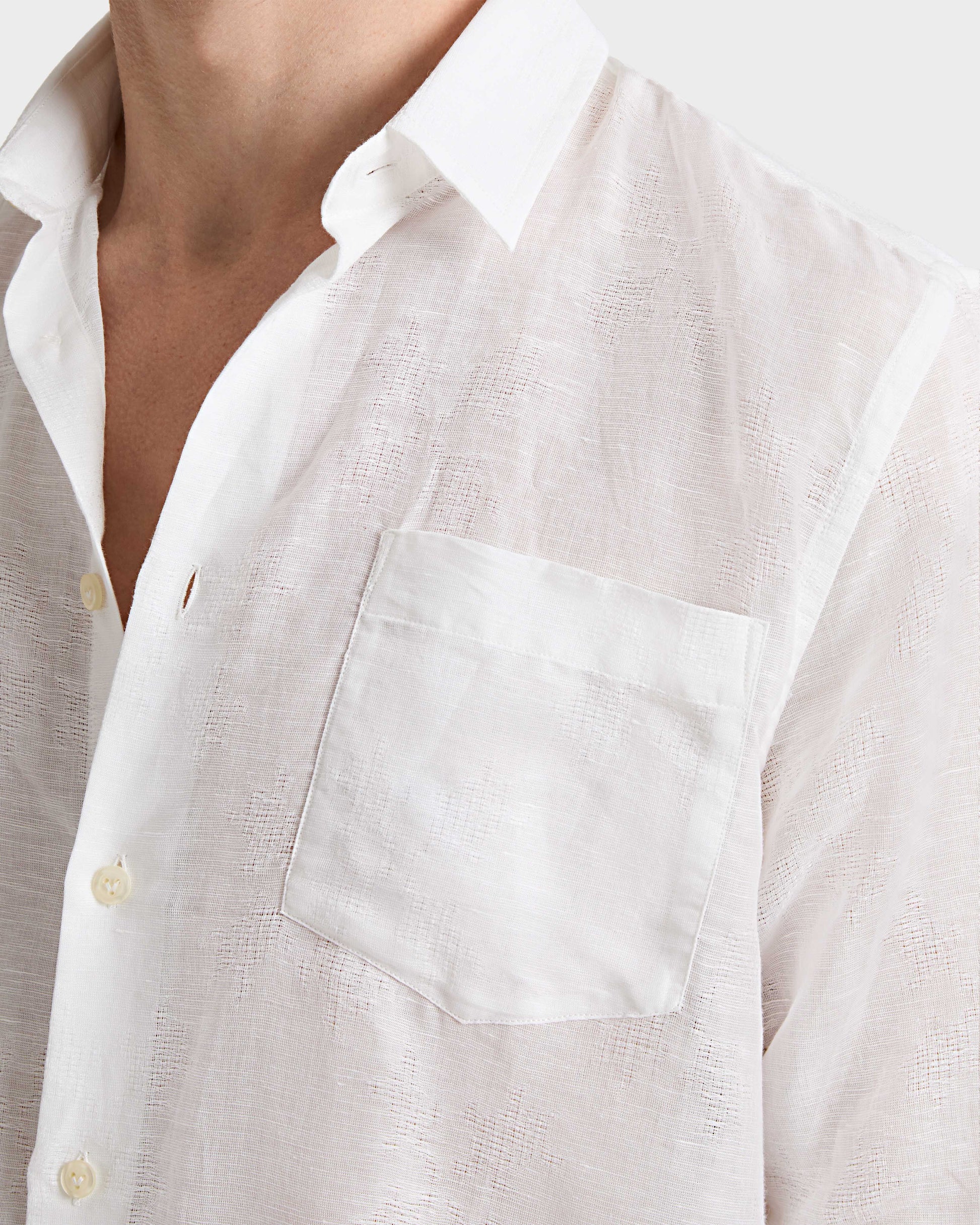 Vilebrequin Men Linen and Cotton Shirt Solid - White