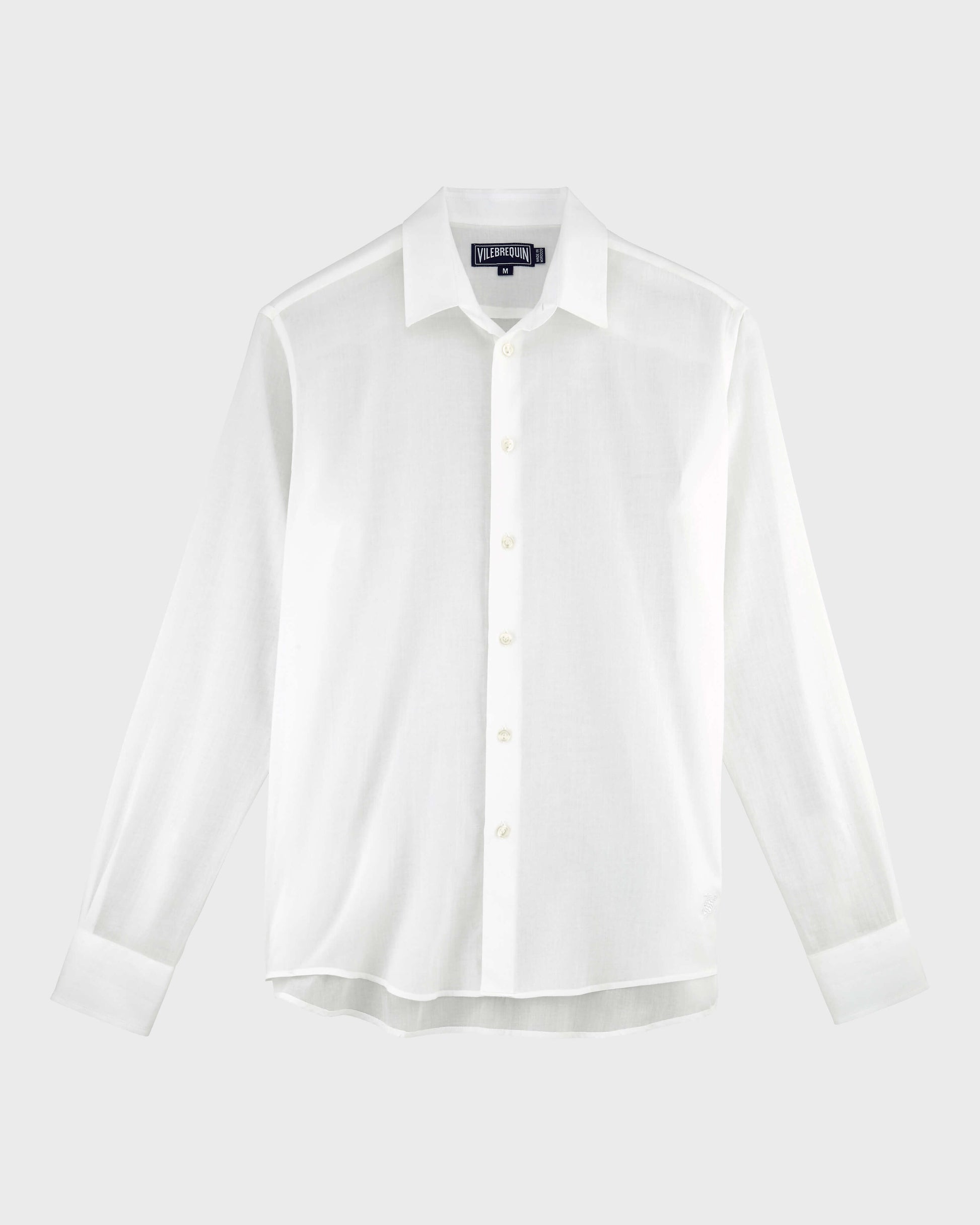 Vilebrequin Men Cotton Voile Lightweight Shirt Solid - White