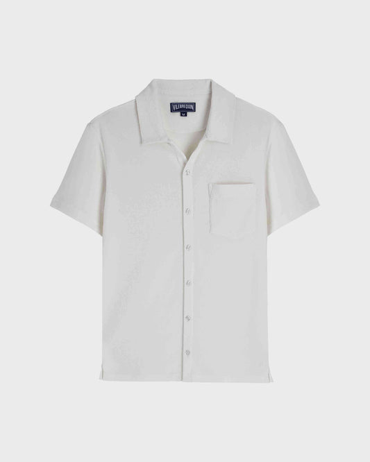 Vilebrequin Men Cotton Bowling Shirt Solid - Beige Chalk Shirt