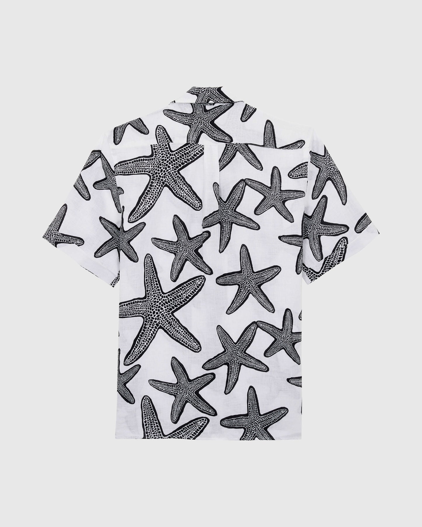 Vilebrequin Men Linen Bowling Shirt Starlettes - White