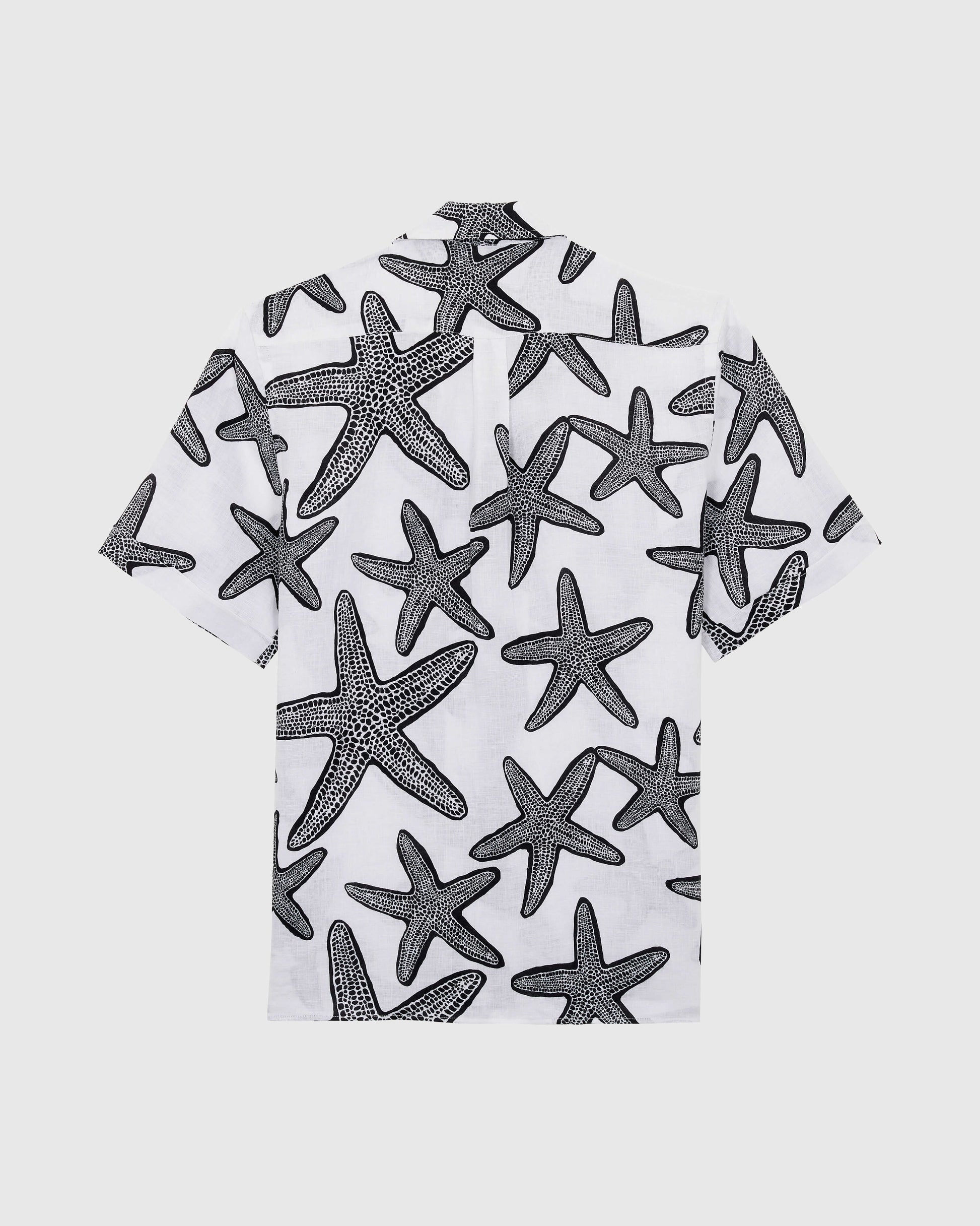 Vilebrequin Men Linen Bowling Shirt Starlettes - White