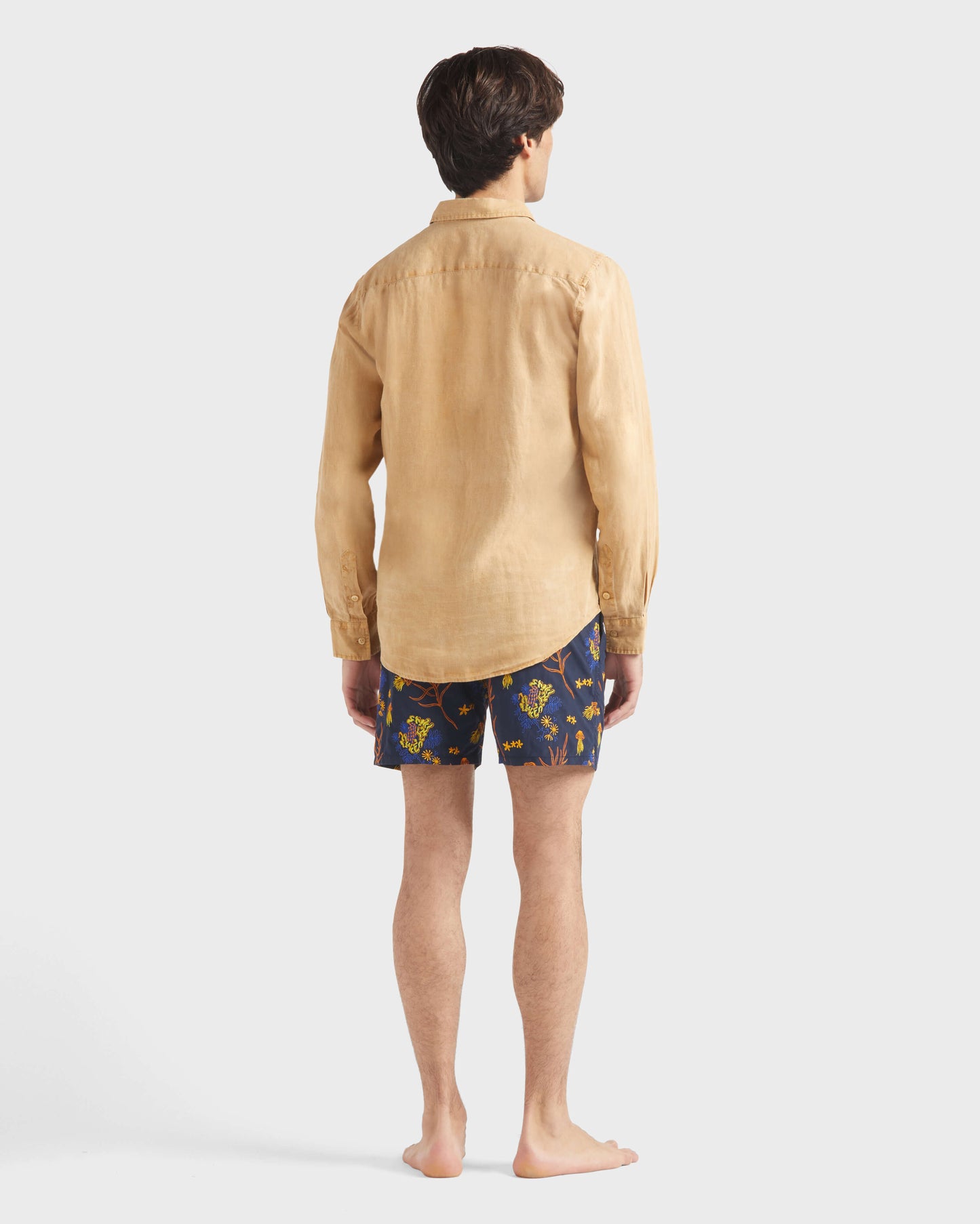 Vilebrequin Men Linen Shirt Natural dye - Brown Mocha