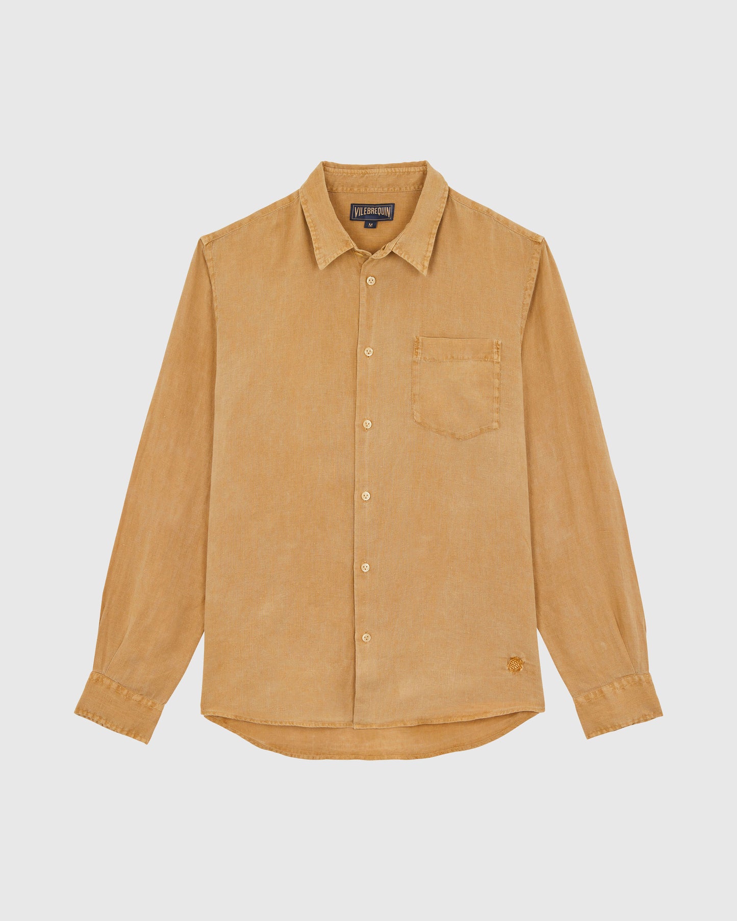 Vilebrequin Men Linen Shirt Natural dye - Brown Mocha