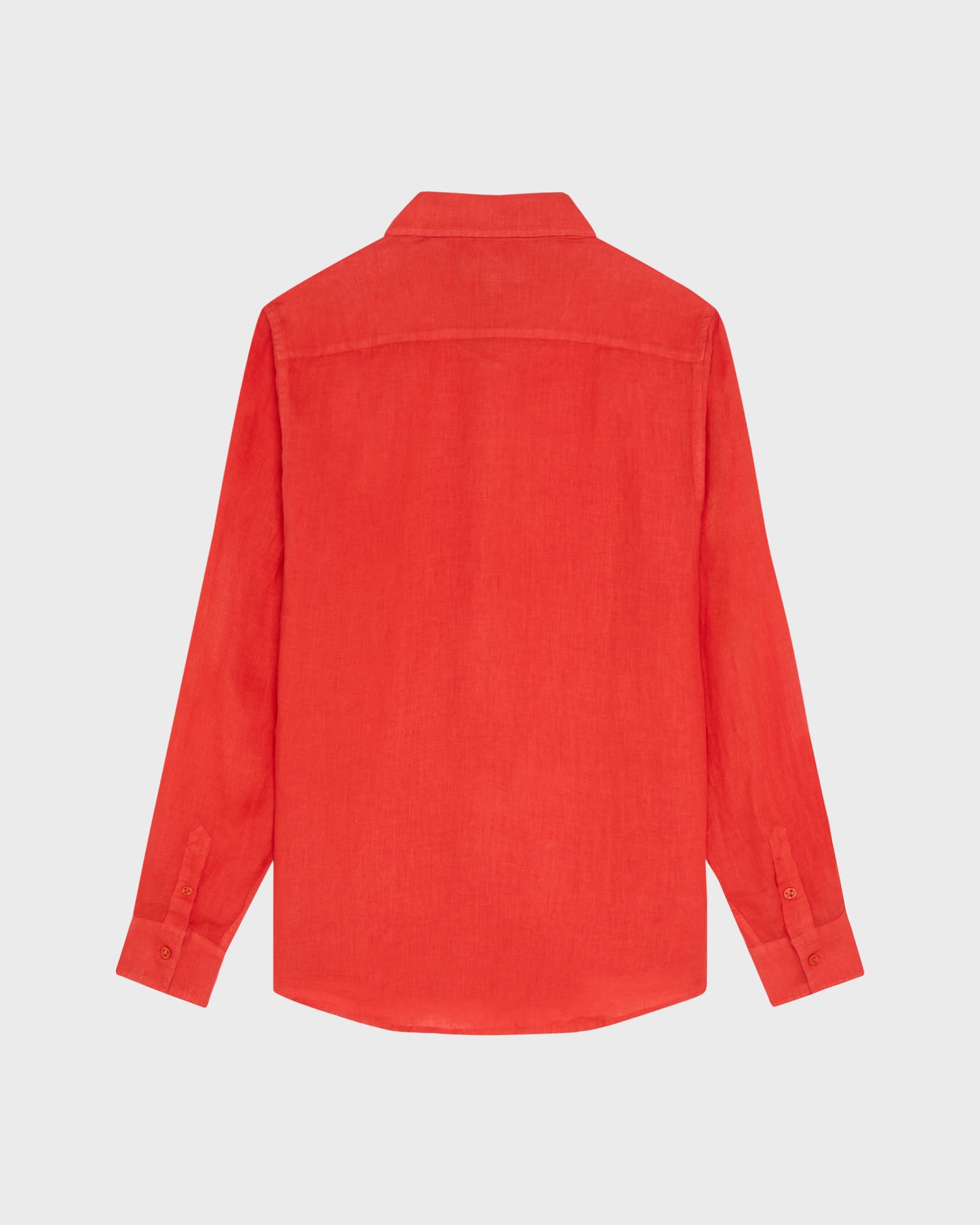 Vilebrequin Men Linen Shirt Solid - Red Dalia