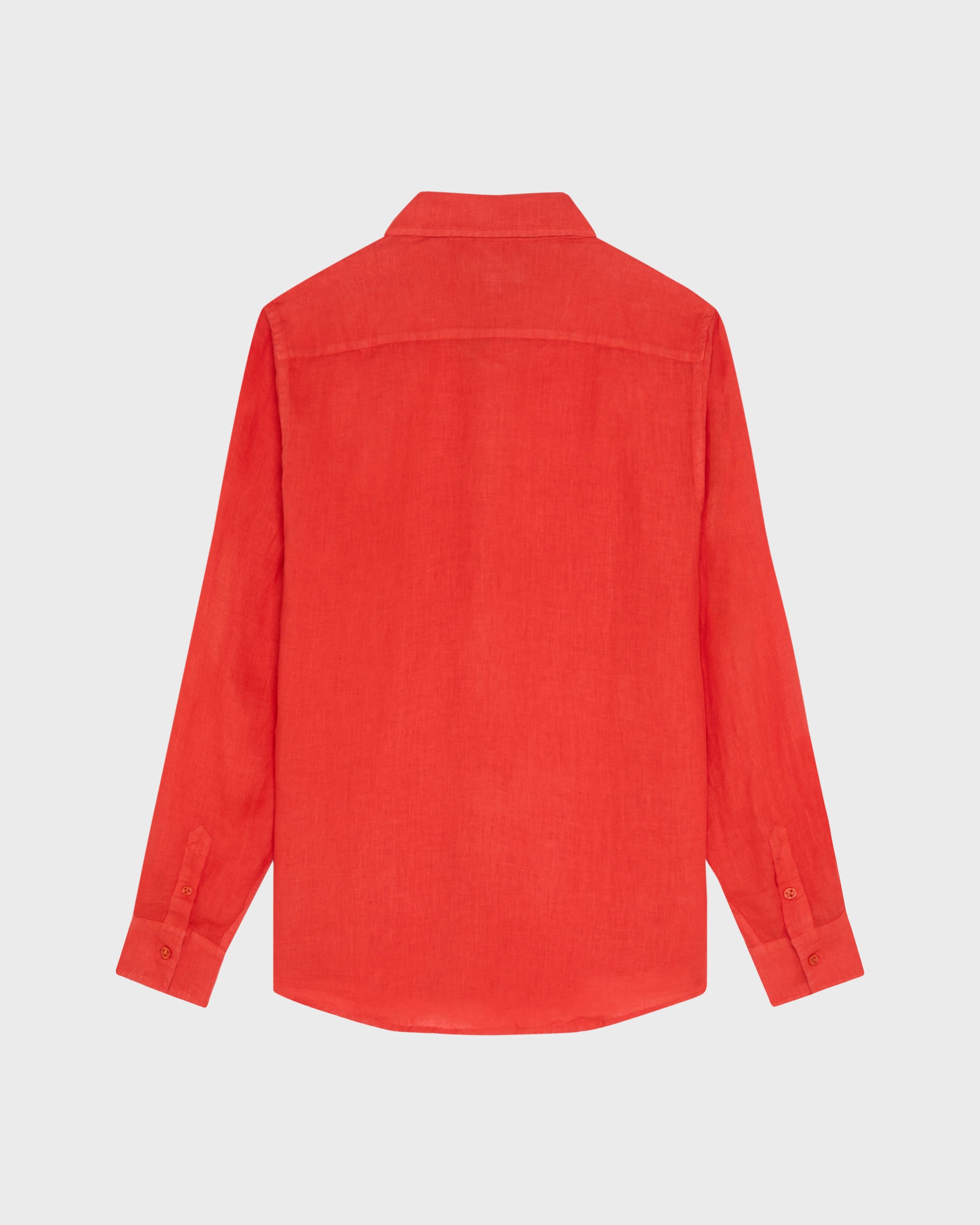 Vilebrequin Men Linen Shirt Solid - Red Dalia