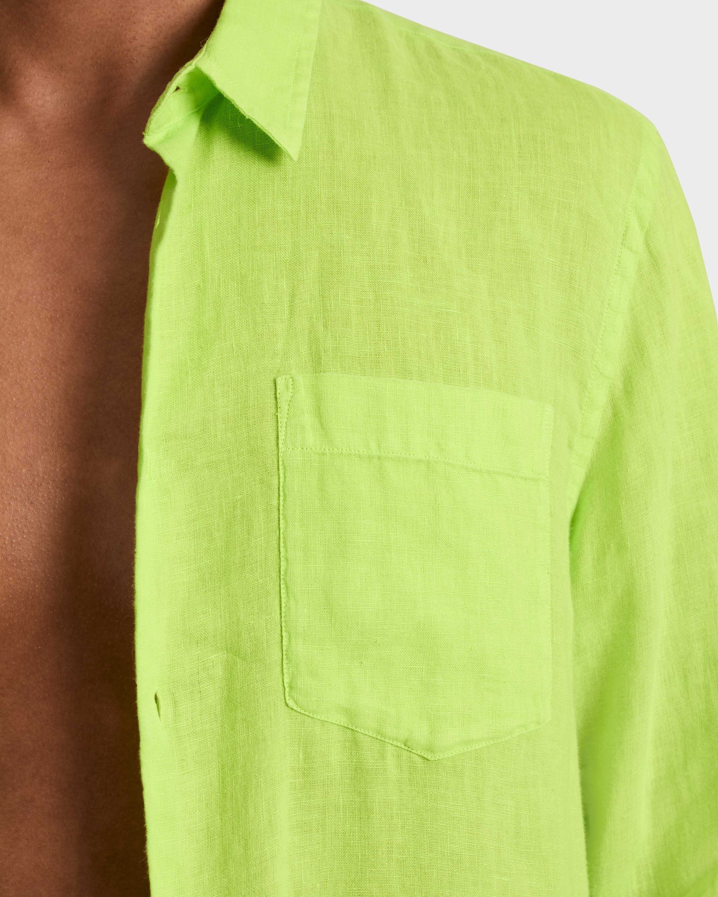 Vilebrequin Men Linen Shirt Solid - Green Acide