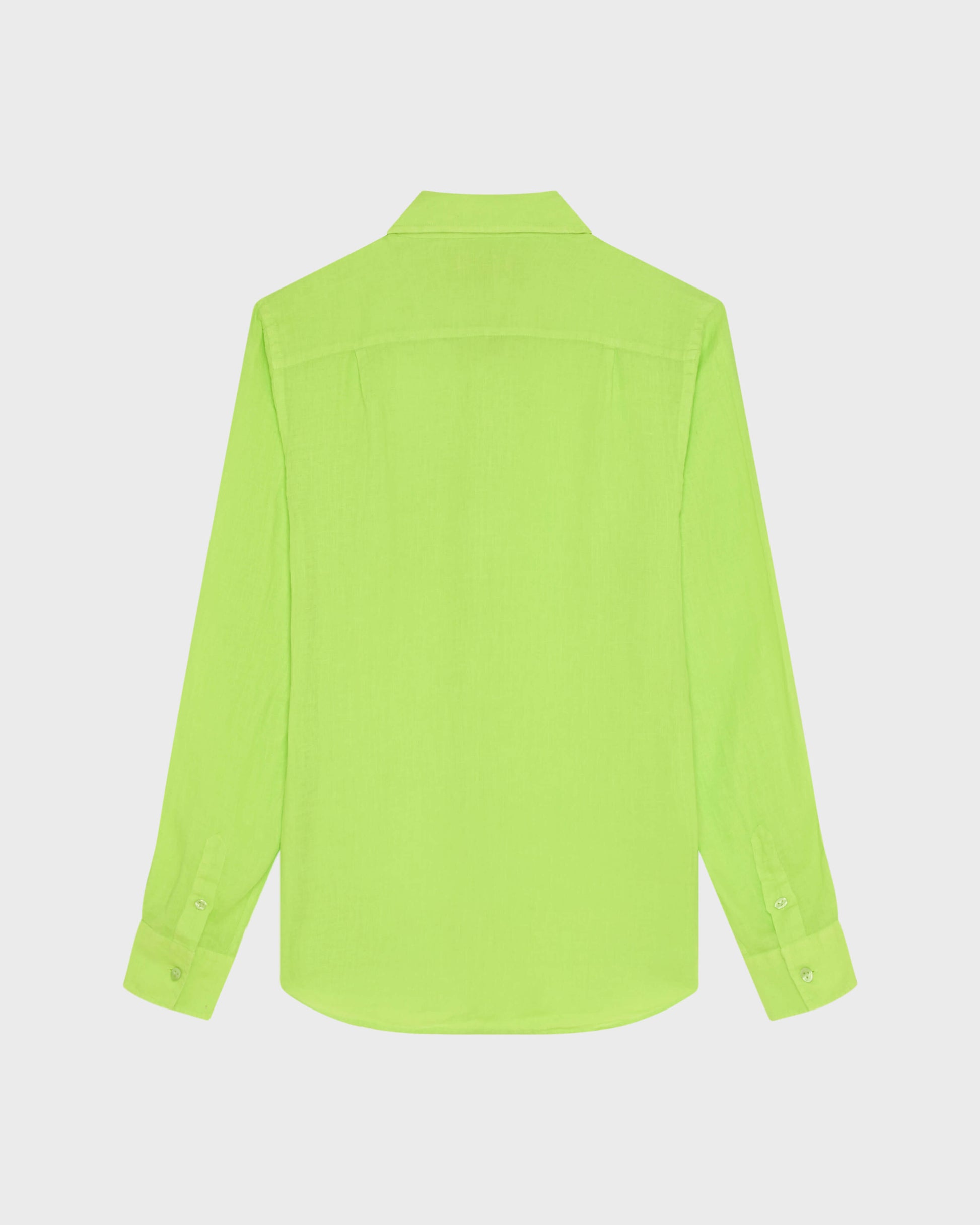 Vilebrequin Men Linen Shirt Solid - Green Acide