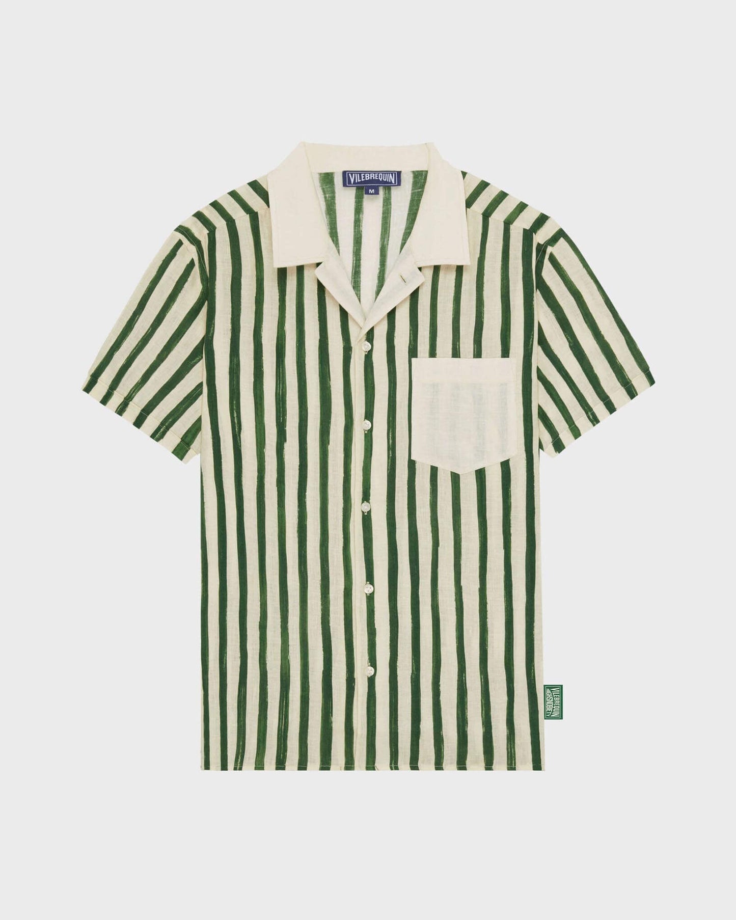 Vilebrequin Men Linen Bowling Shirt HS Stripes - Vilebrequin x Highsnobiety - Green Garden Website | HARZ3U50